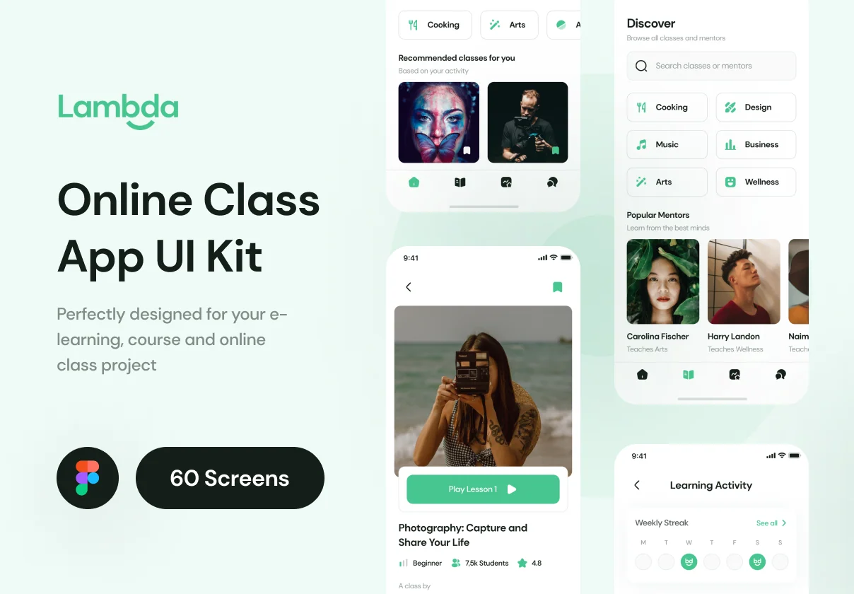 Lambda - E-Learning & Online Class App UI Kit