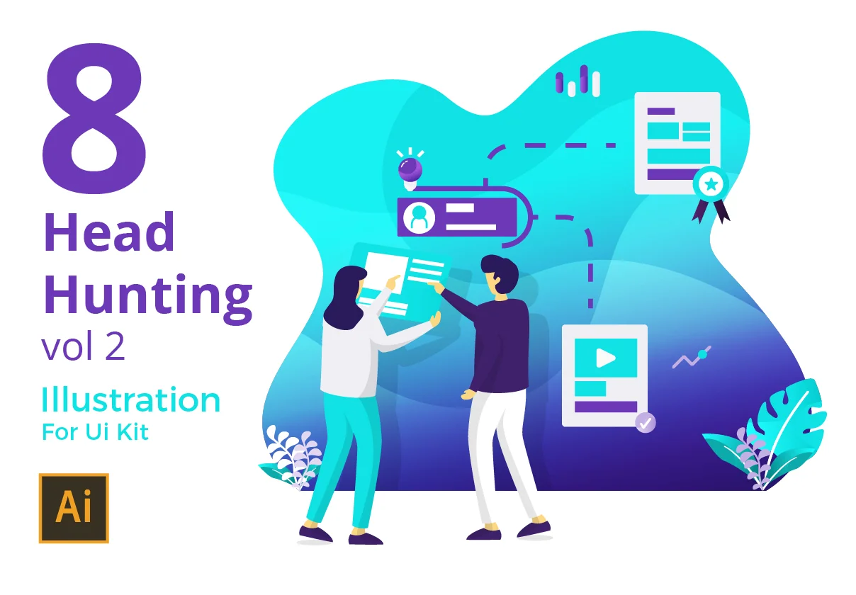 Landing Page Head Hunting sets Illustration