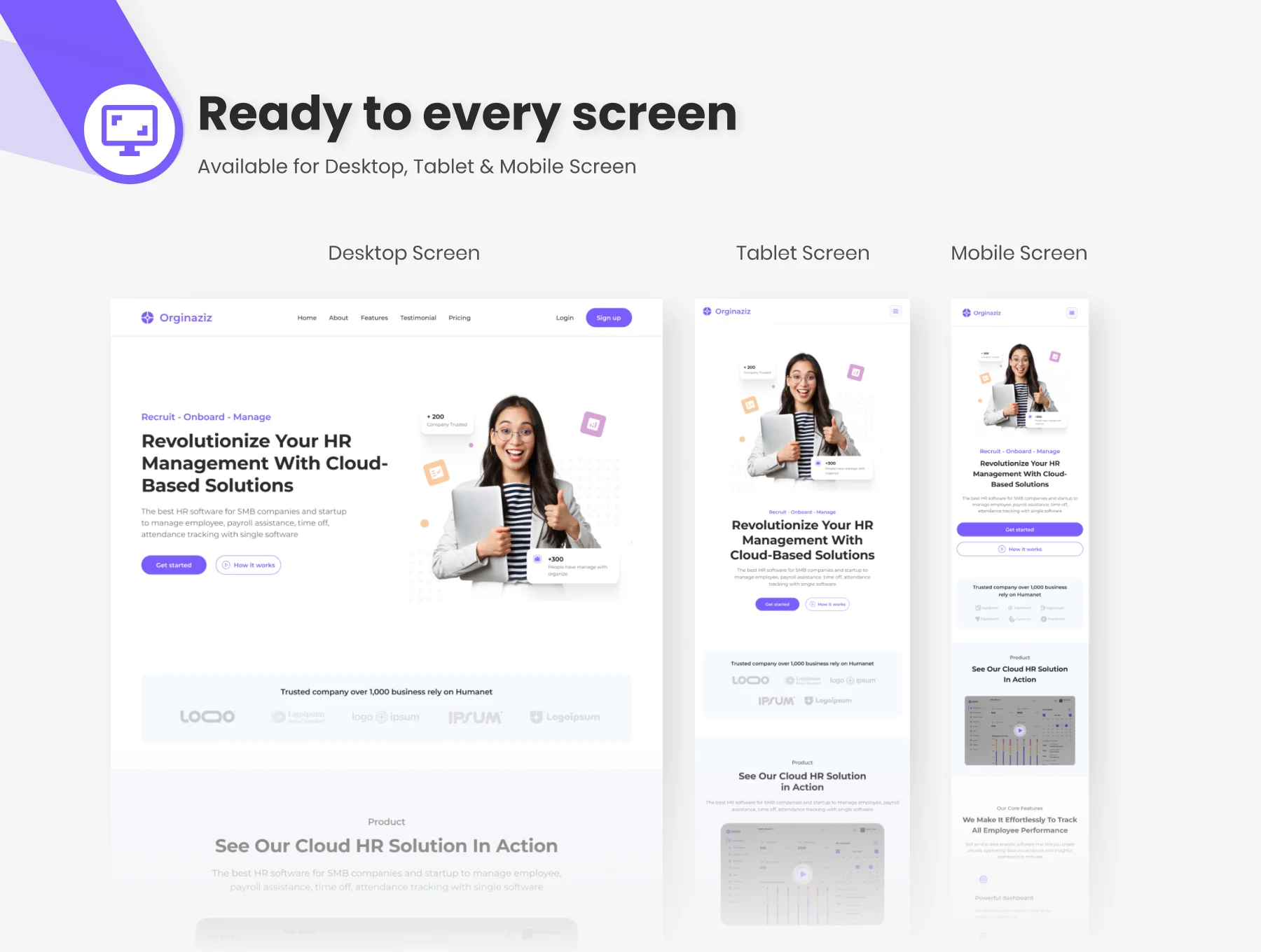 Landing Page Template & UI Kit for SaaS HR Management 4