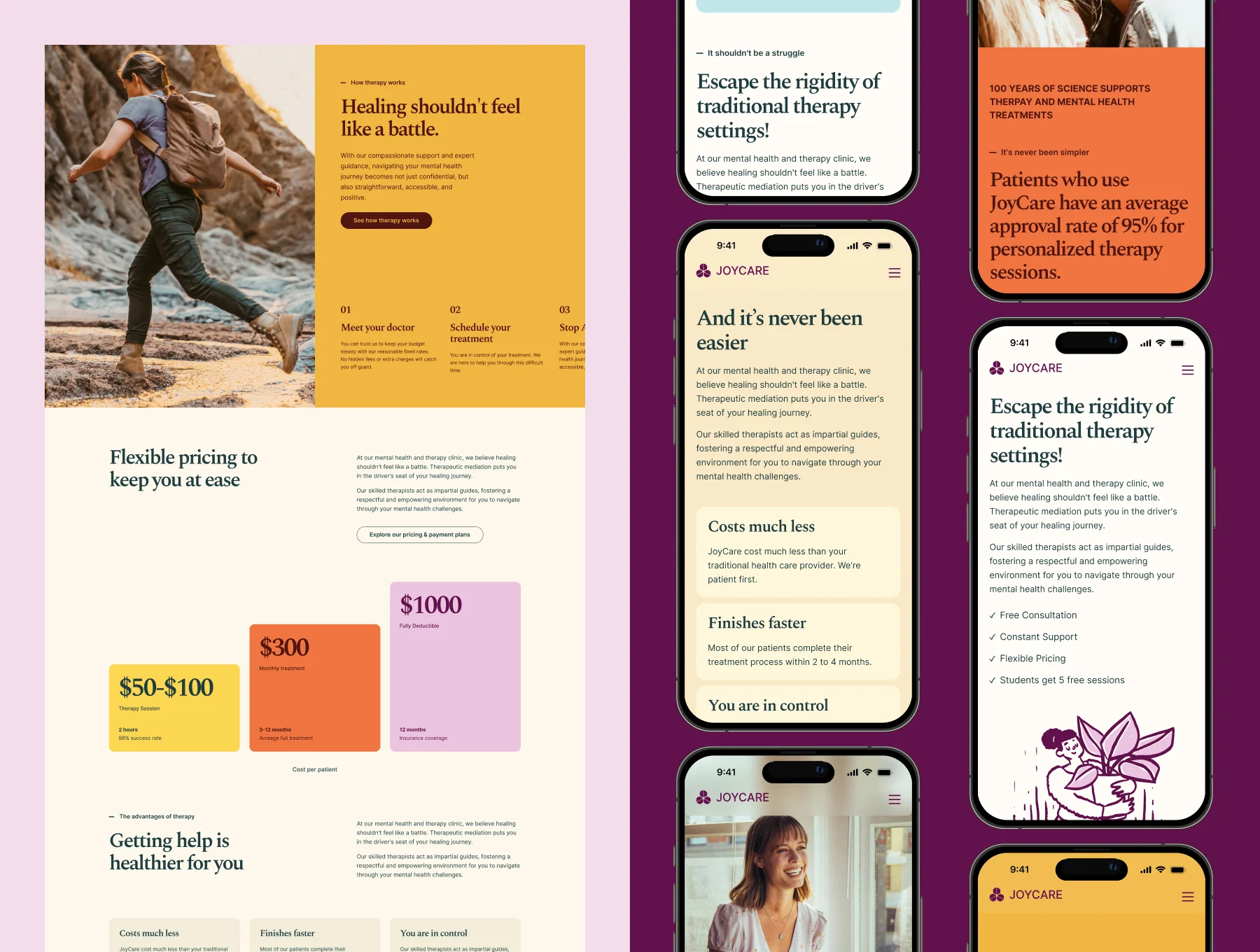 JoyCare - Mental Health and Therapeutic Landing Page UI&UX Kit 2