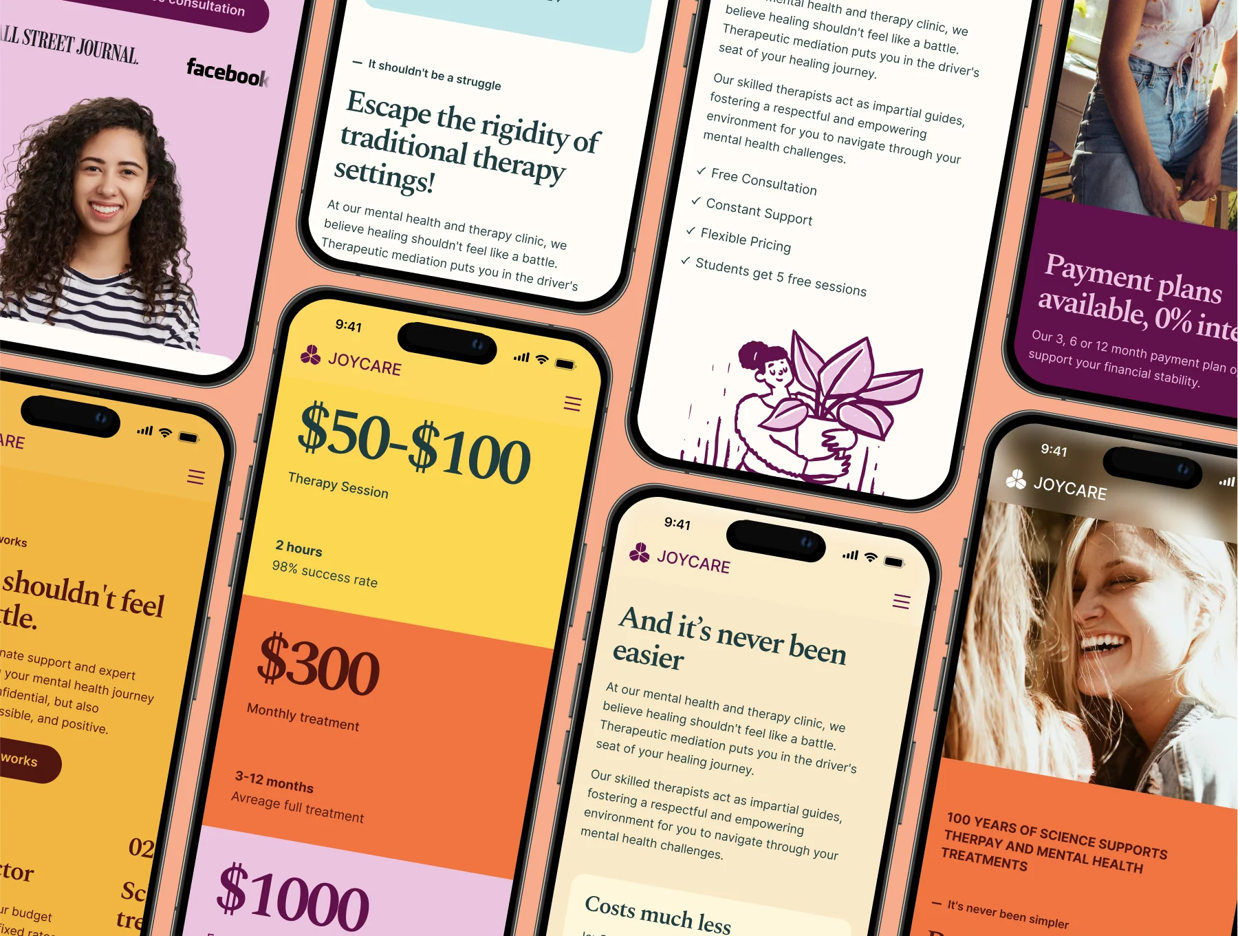 JoyCare - Mental Health and Therapeutic Landing Page UI&UX Kit 4