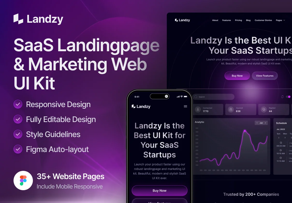 Landzy - SaaS Landing page UI Kit