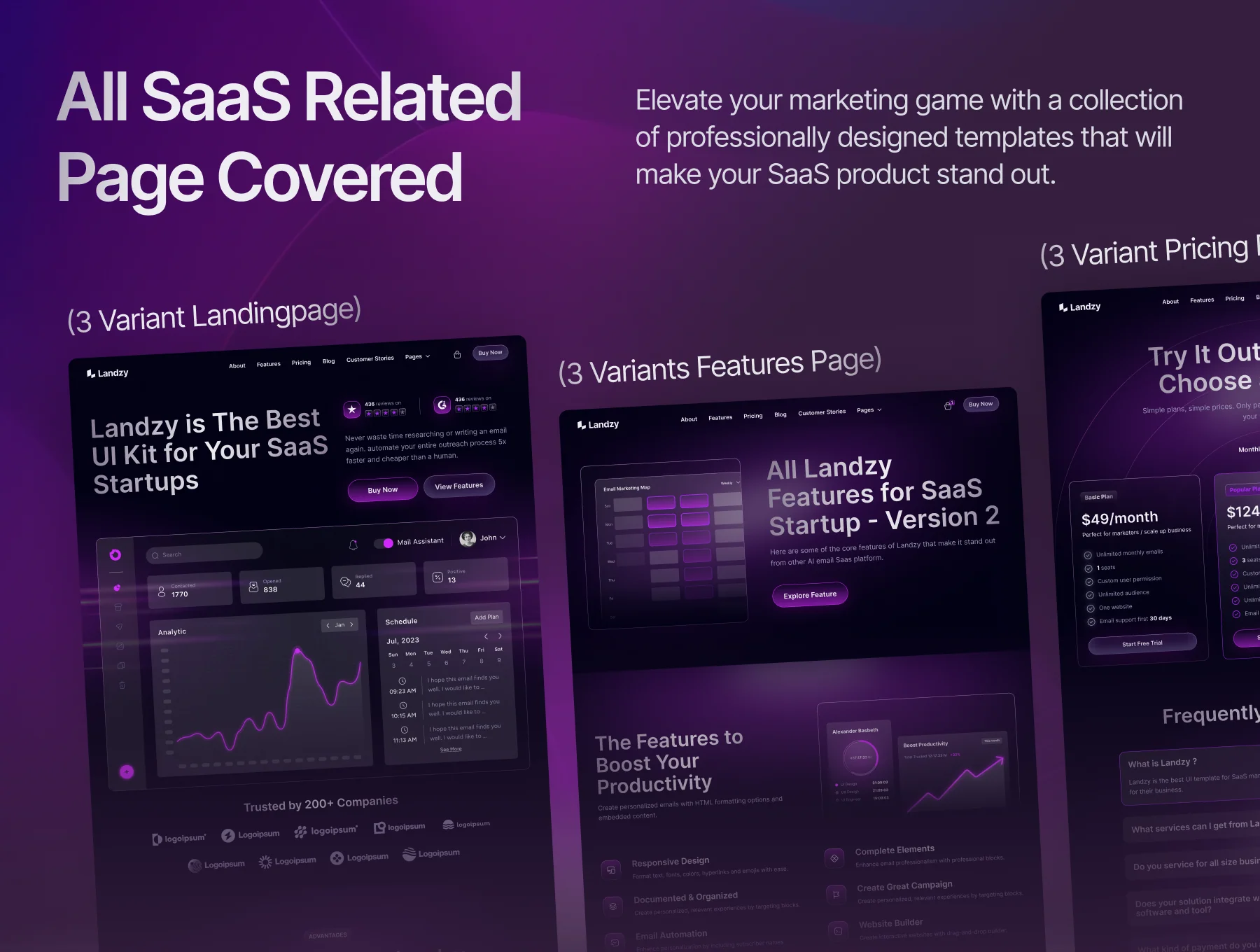 Landzy - SaaS Landing page UI Kit 3