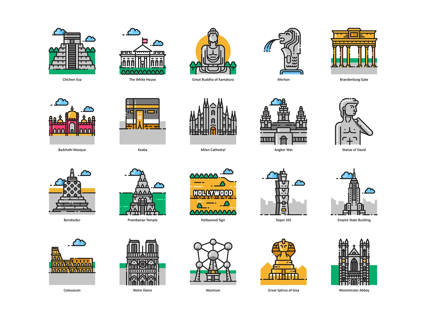 101 Landmark & Building Icons | Aesthetic Series 3