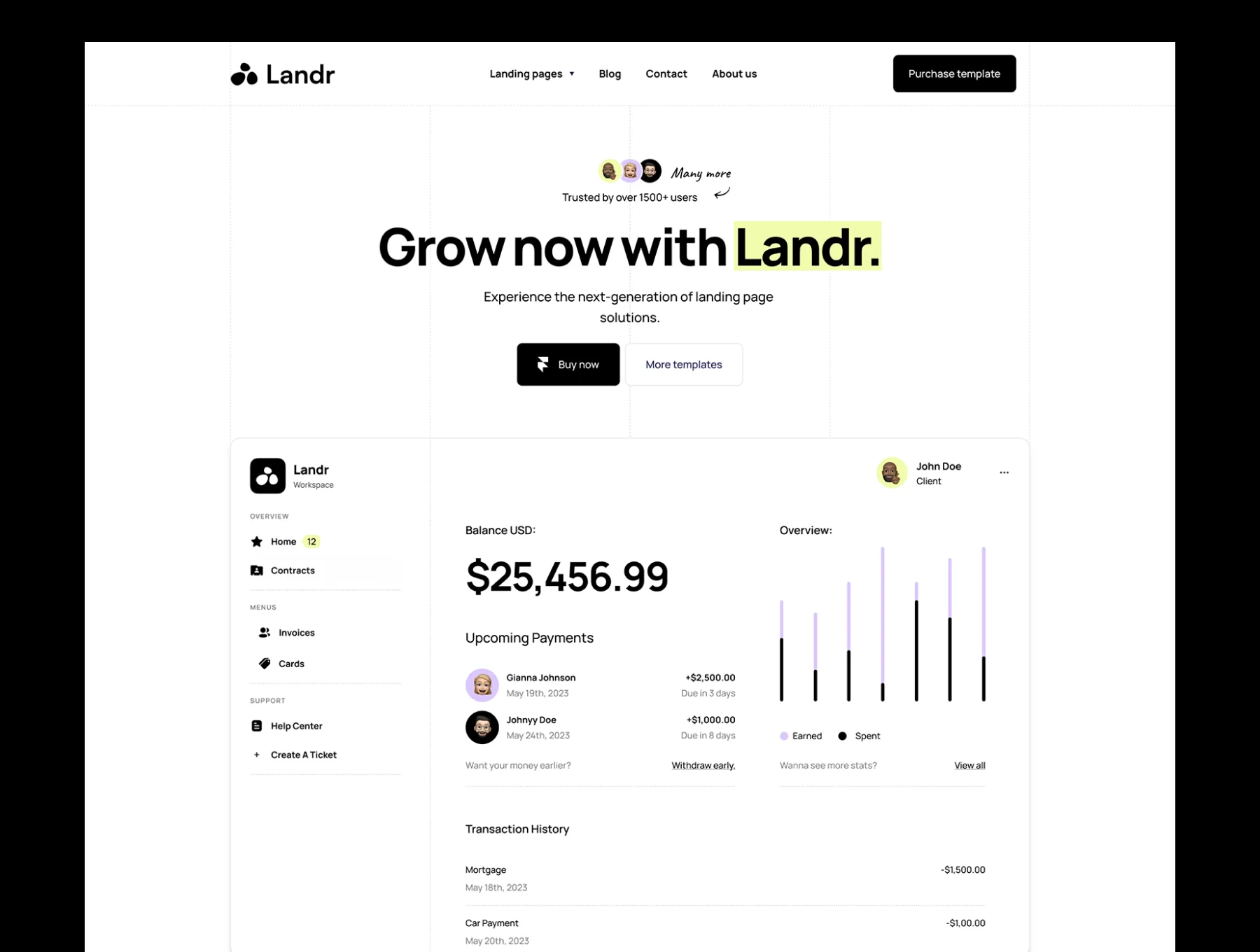 Landr Framer template 4