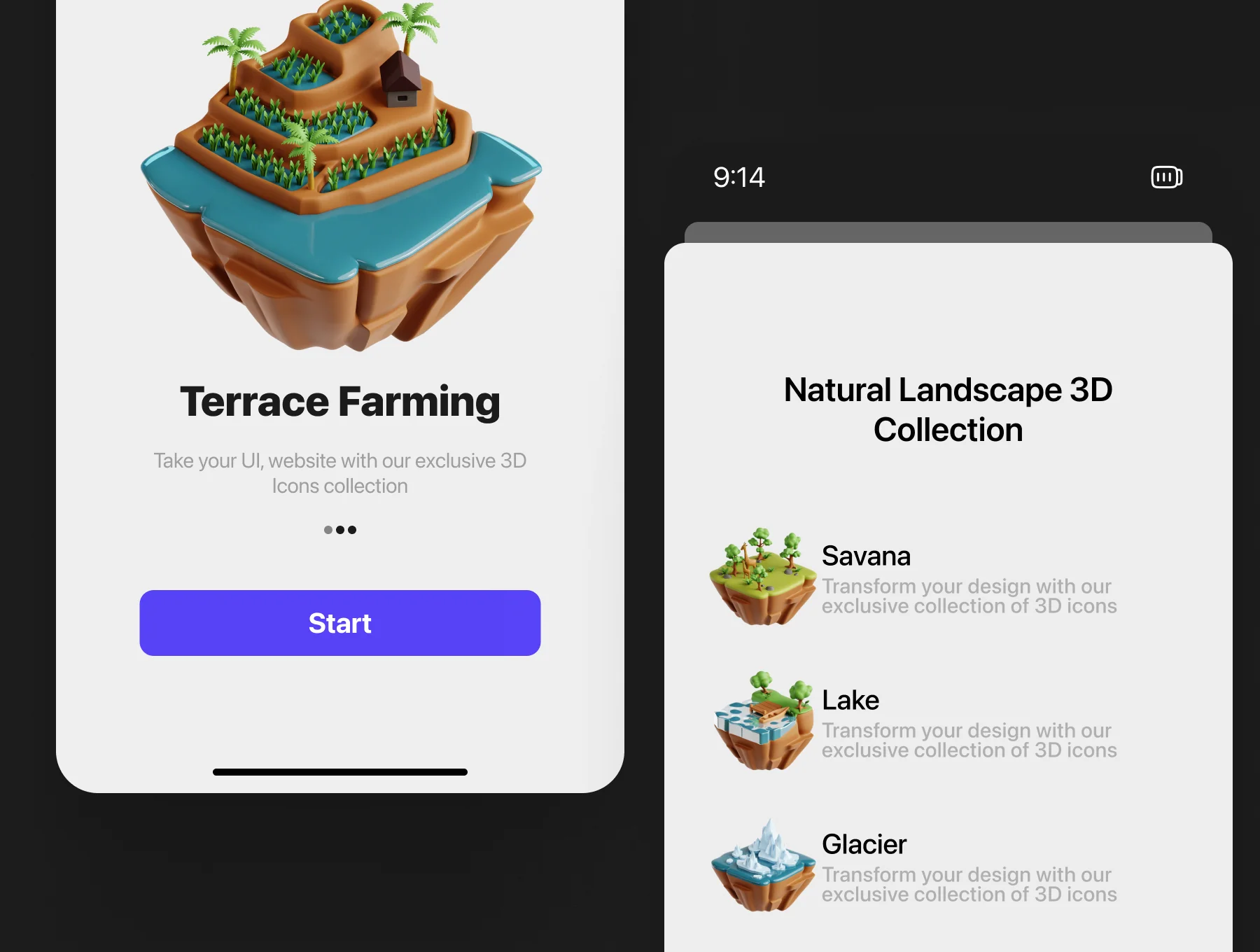 Landscape 3D Icon Set 4