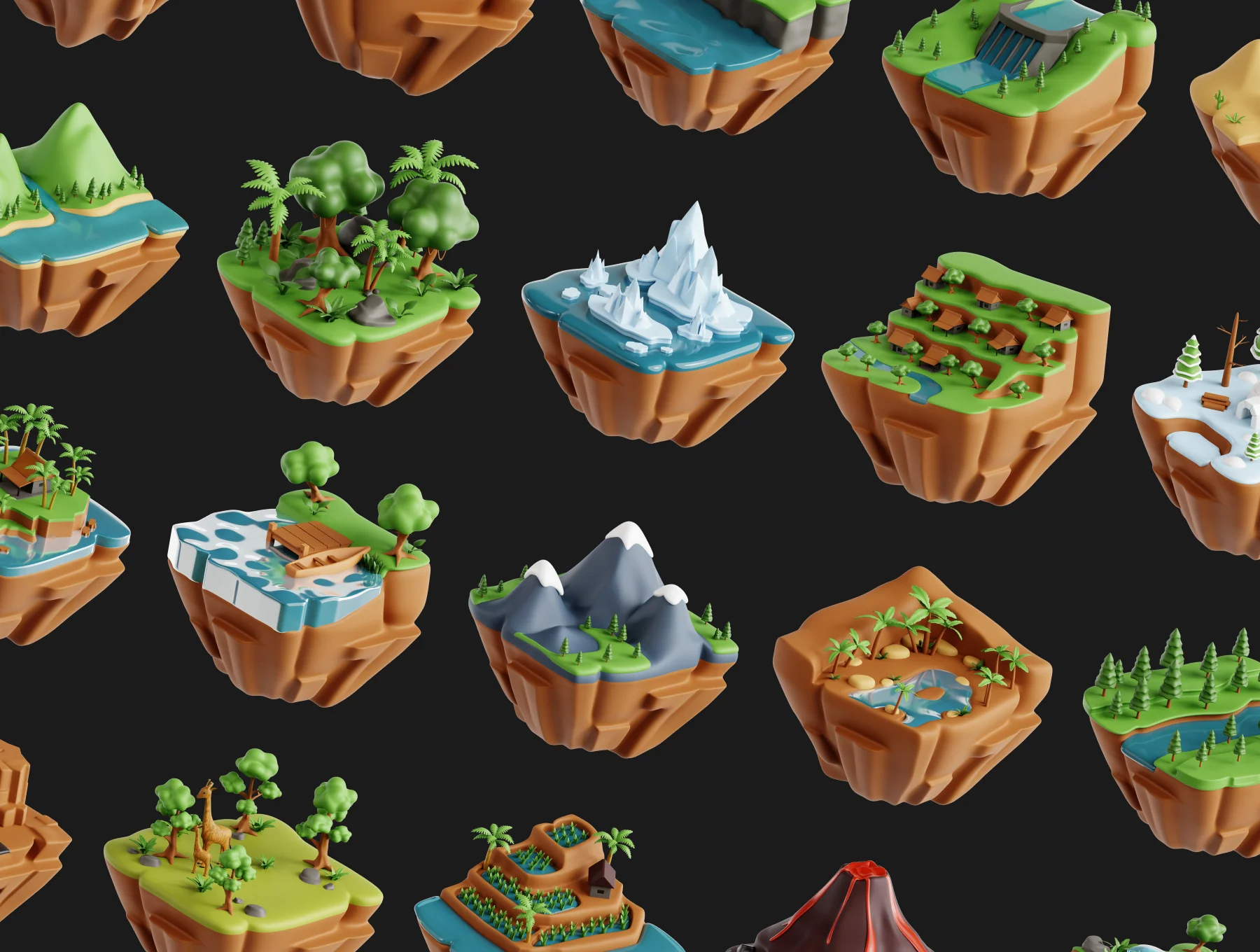 Landscape 3D Icon Set 5