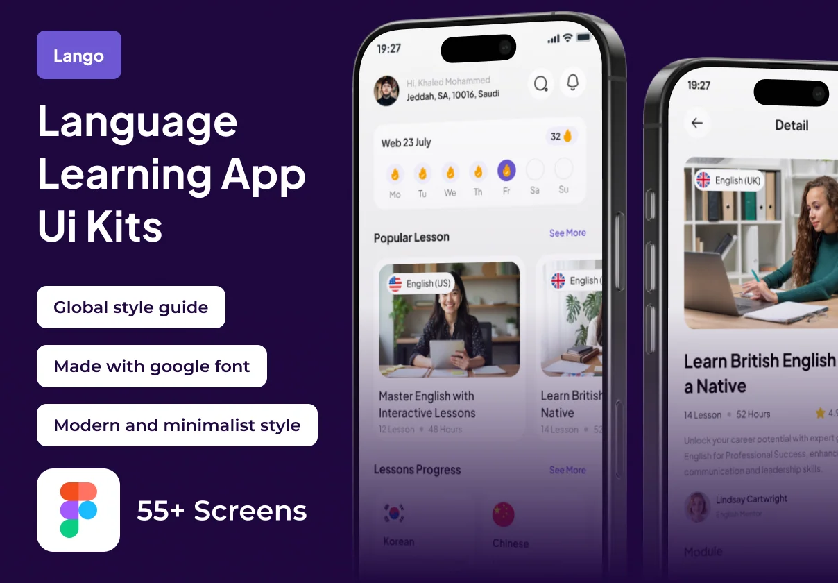 Lango - Language Learning Premium UI KIts App