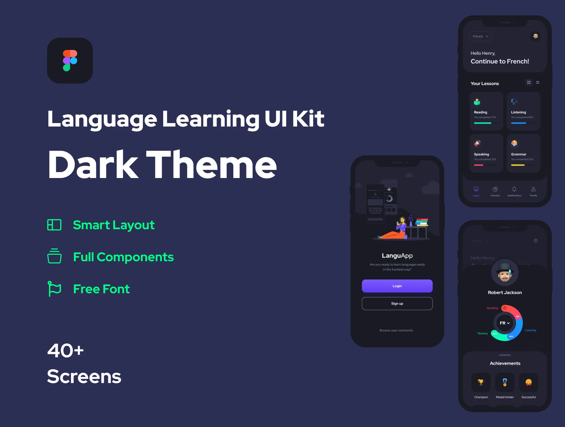 Language Learning App (Dark Theme)
