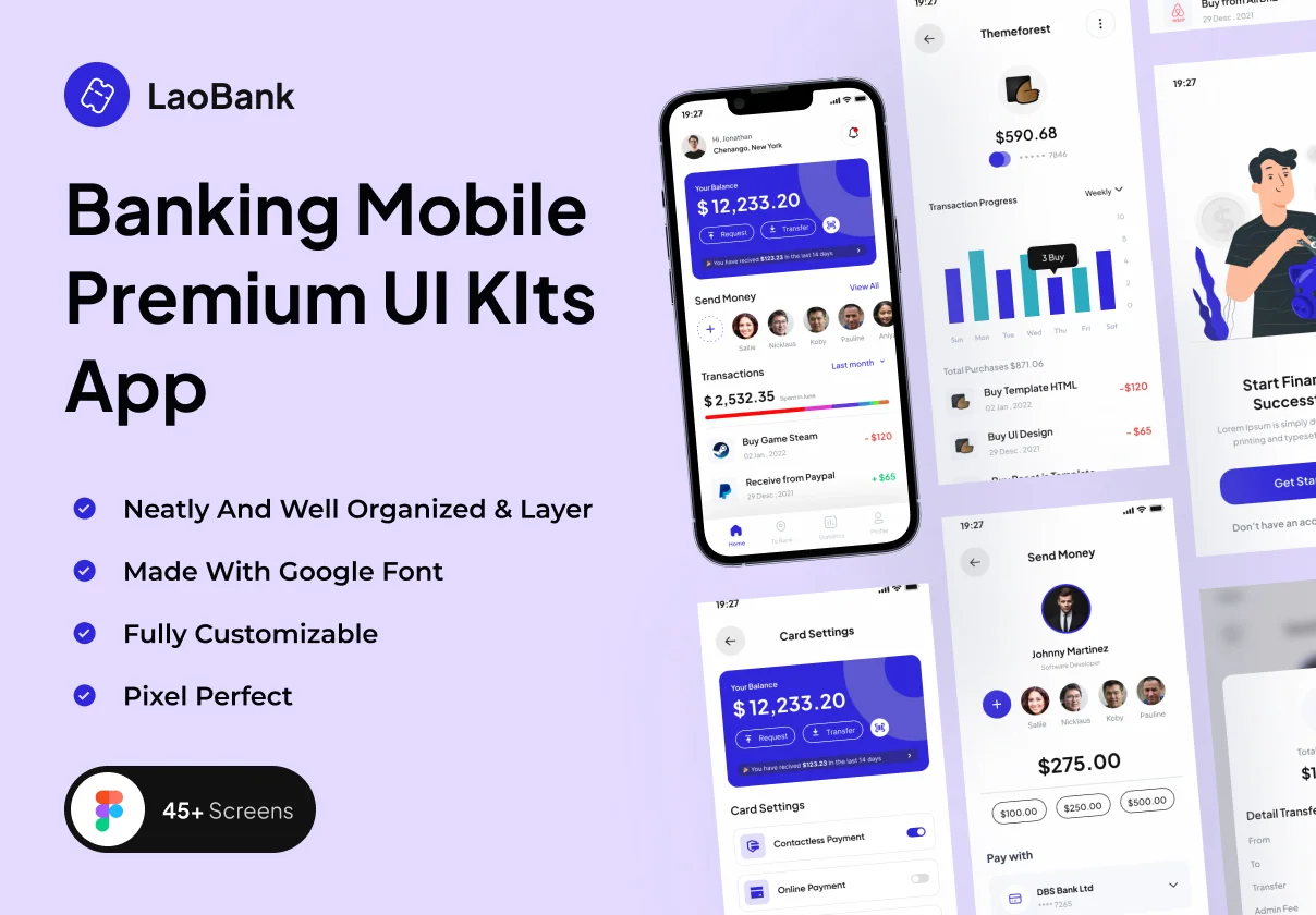 LaoBank - Banking Mobile Premium UI KIts Apps