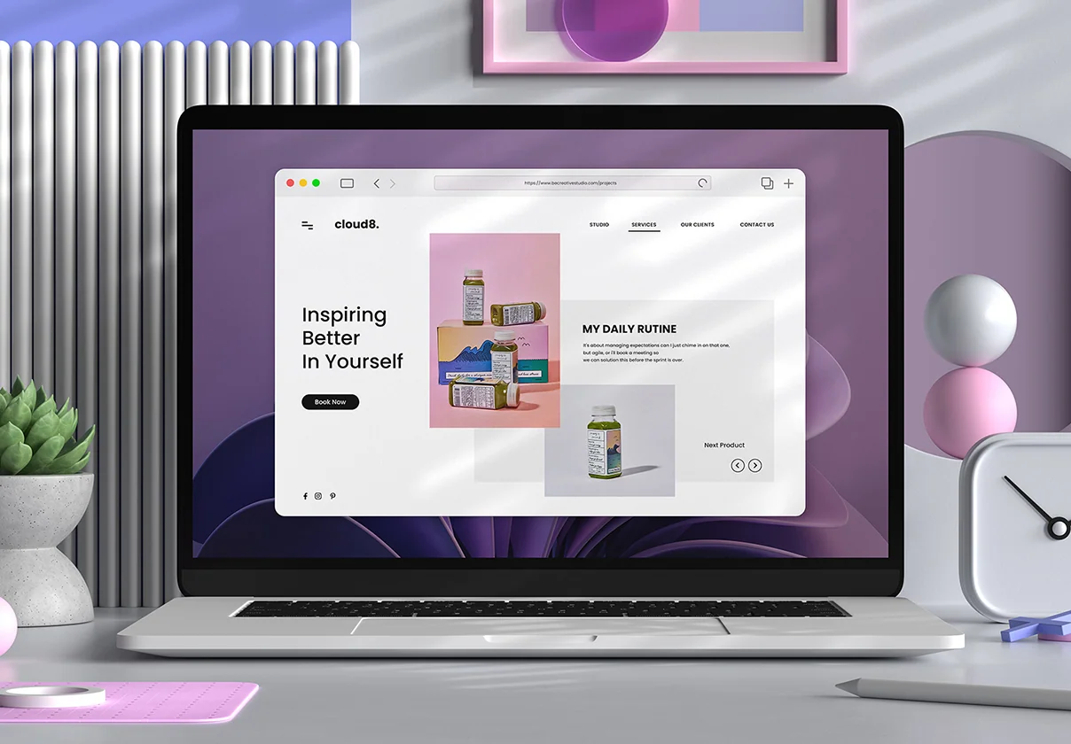 Laptop Office Desk Mockup