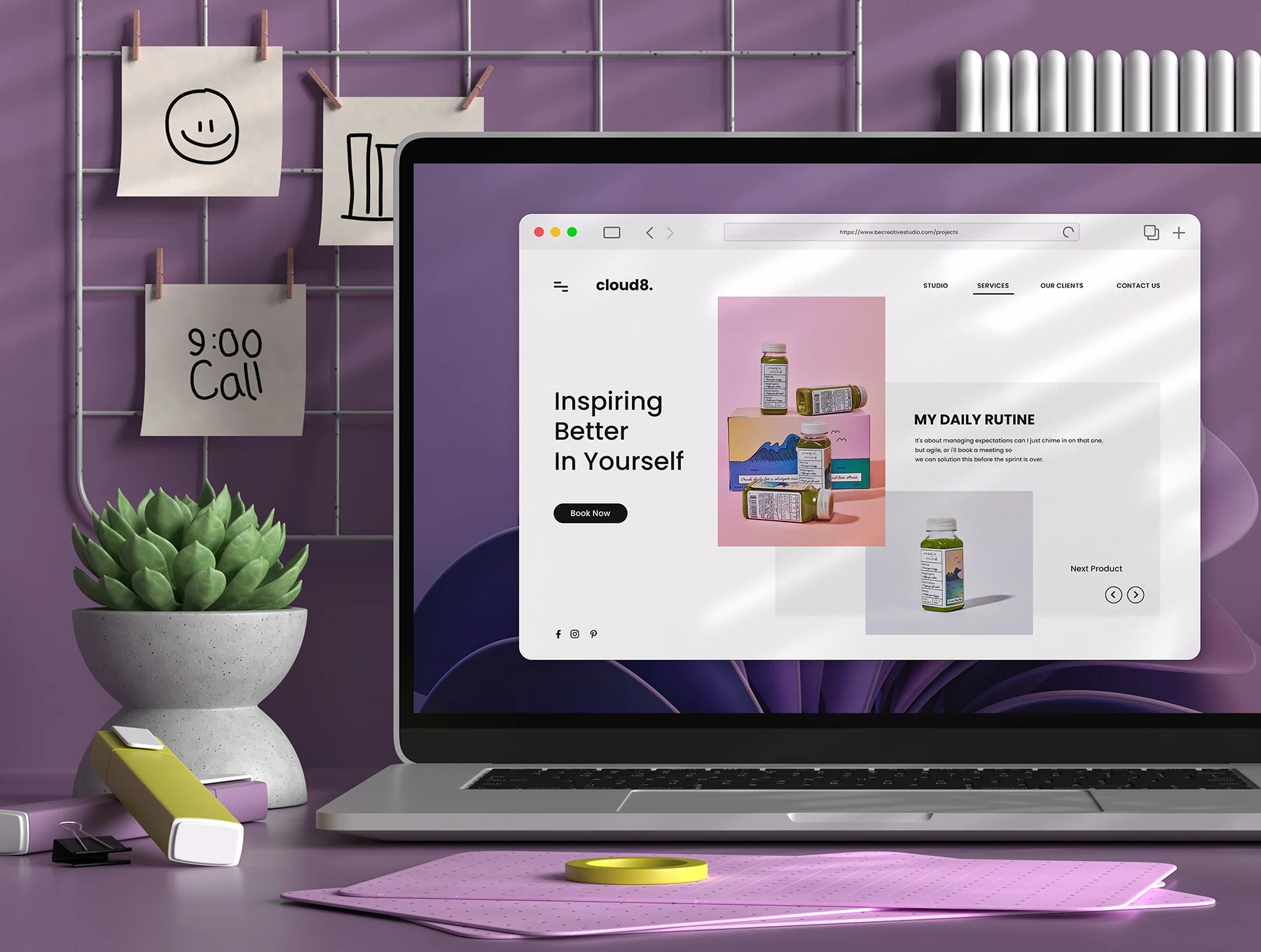 Laptop Office Desk Mockup 3