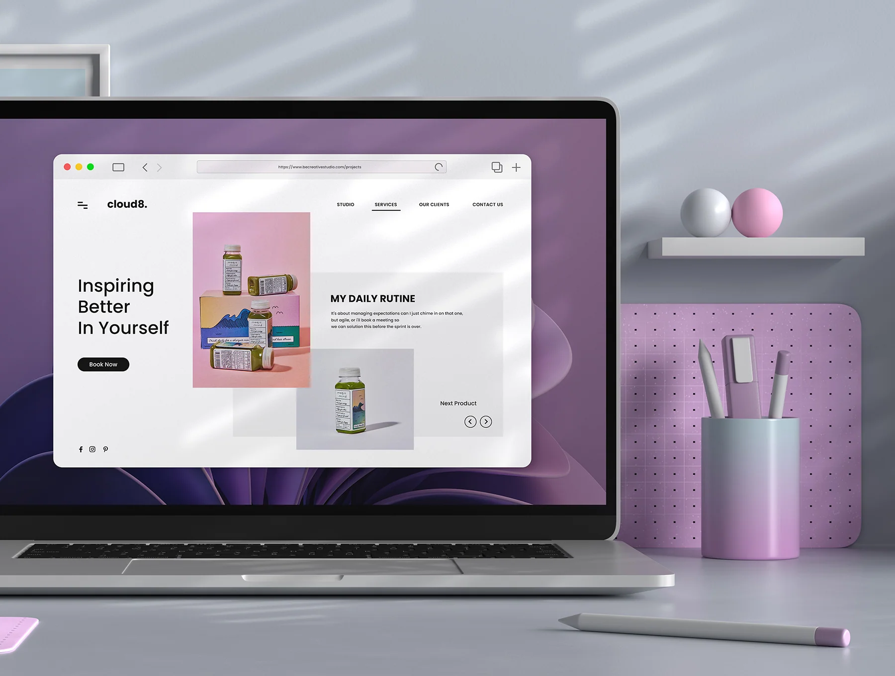 Laptop Office Desk Mockup 4
