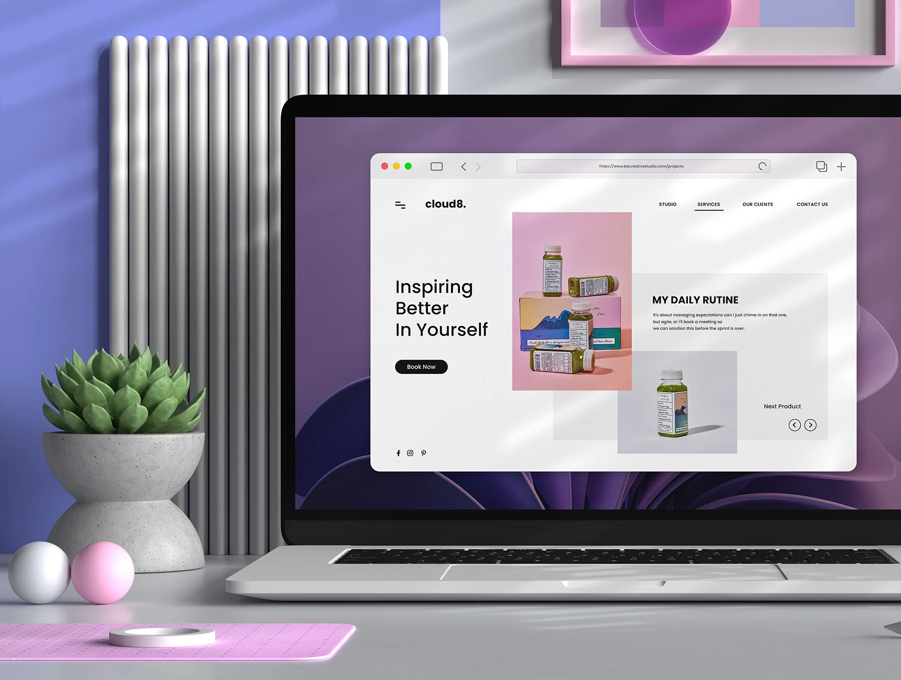 Laptop Office Desk Mockup 5
