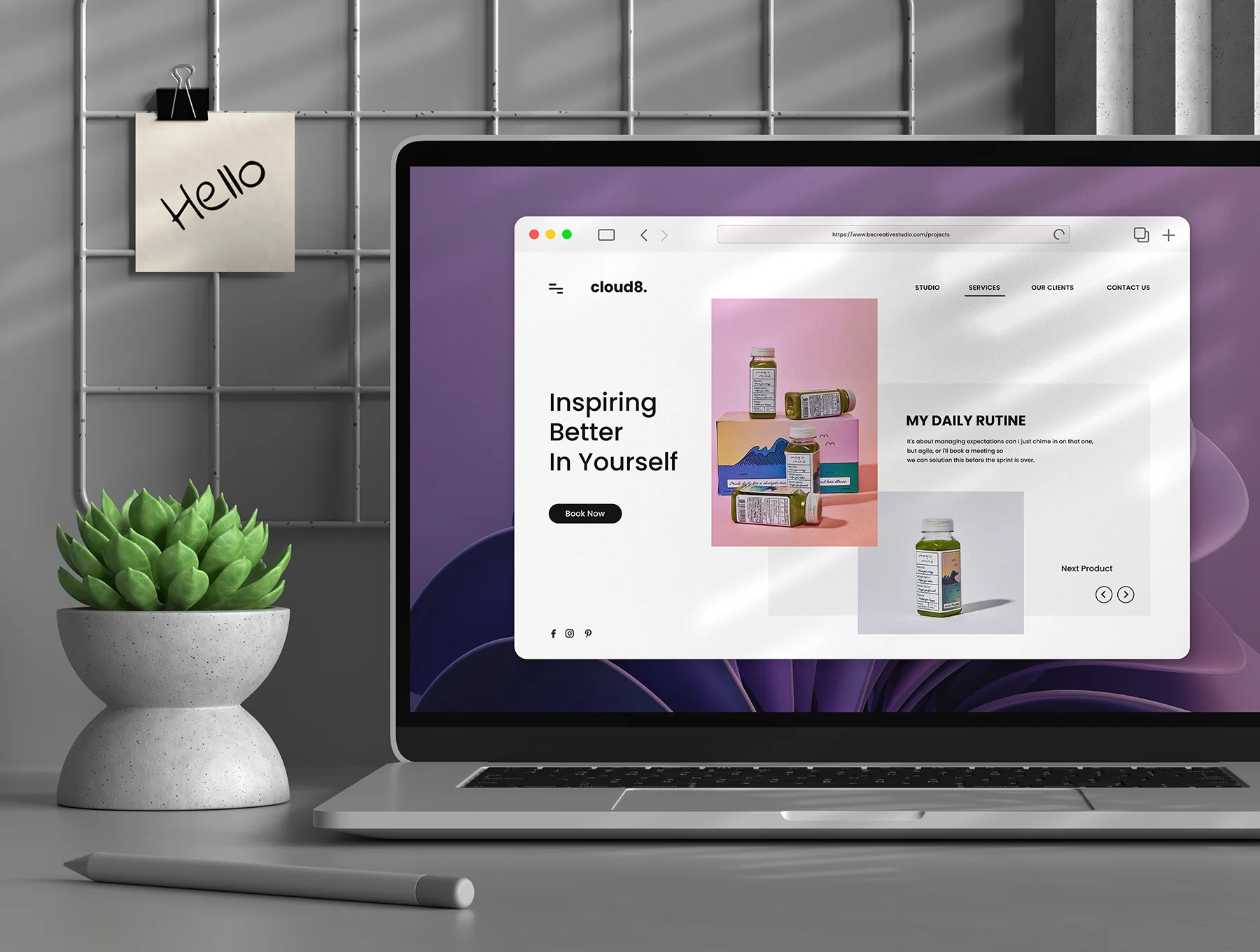 Laptop Office Desk Mockup 7