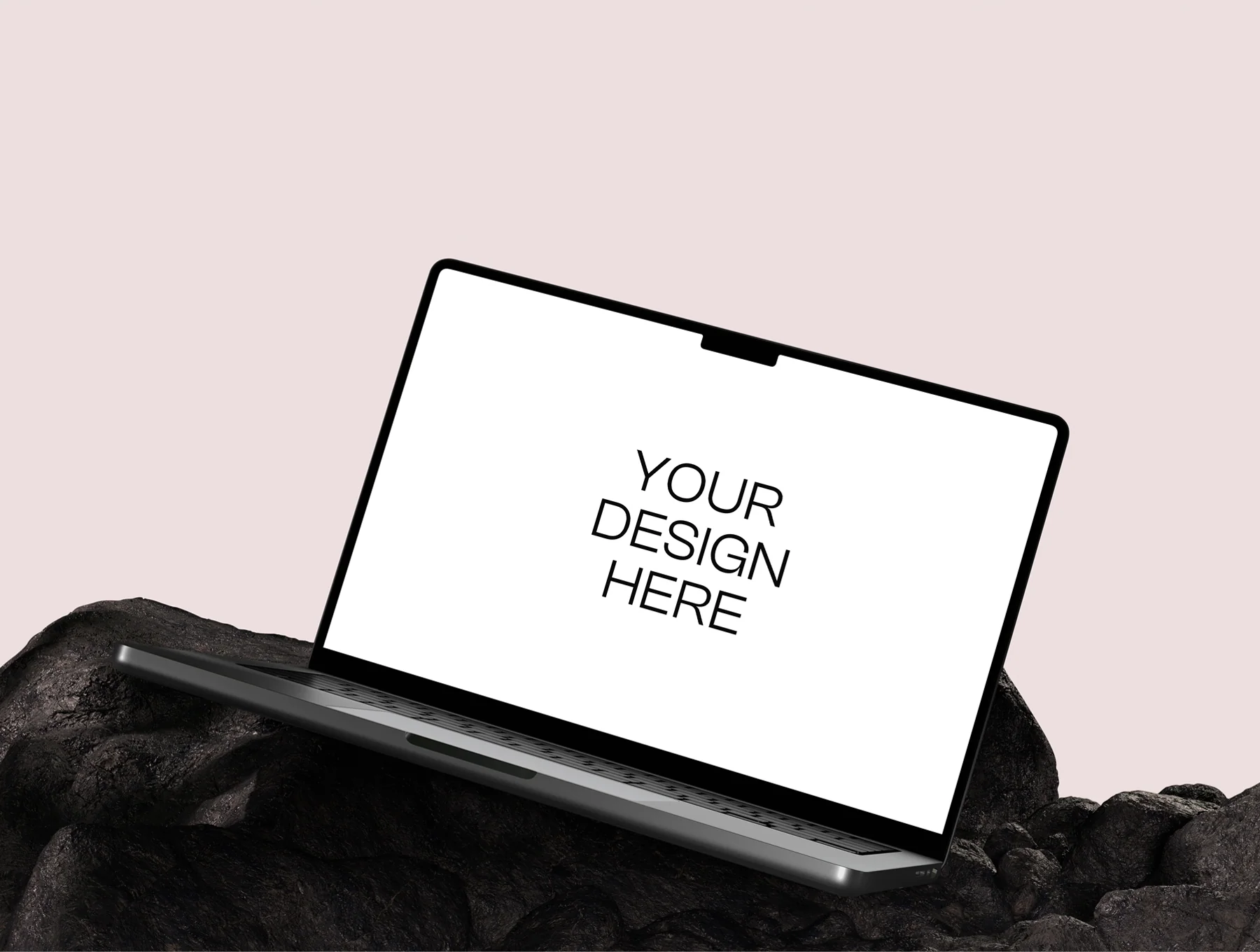Laptop Screen Mockup on Stone 3