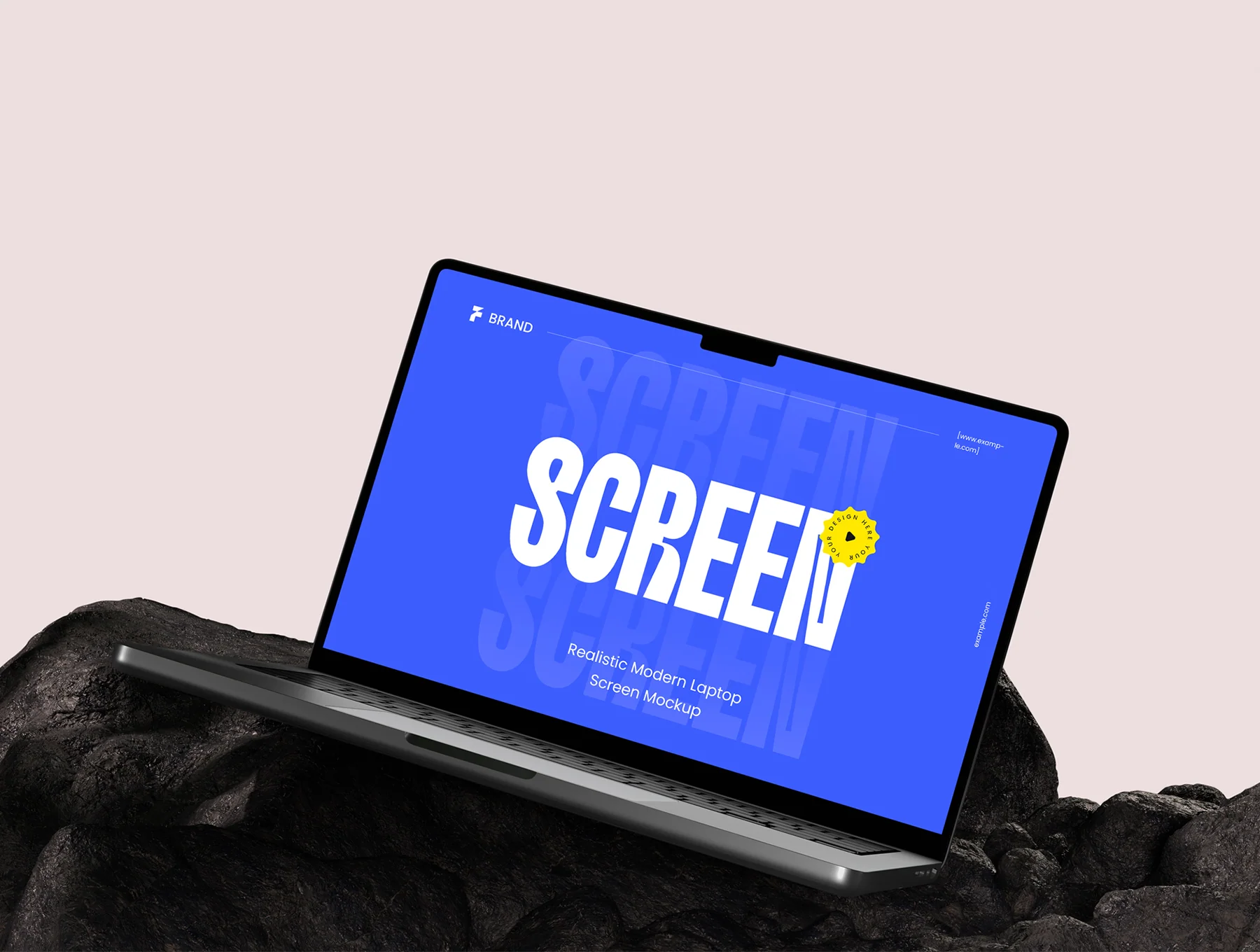 Laptop Screen Mockup on Stone 4