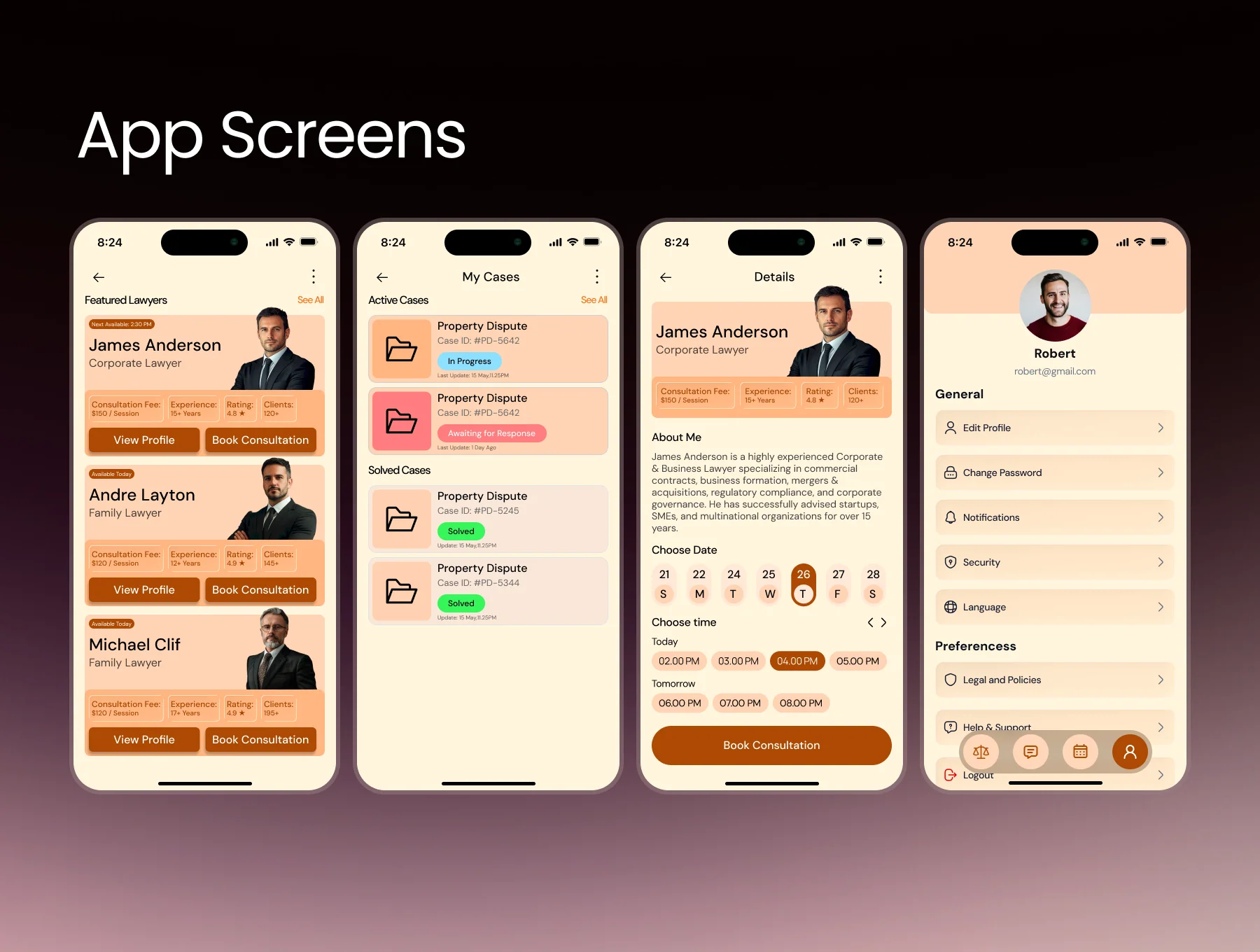 Lawyer Booking & Legal Consultation  Mobile App Figma UI Kit 4