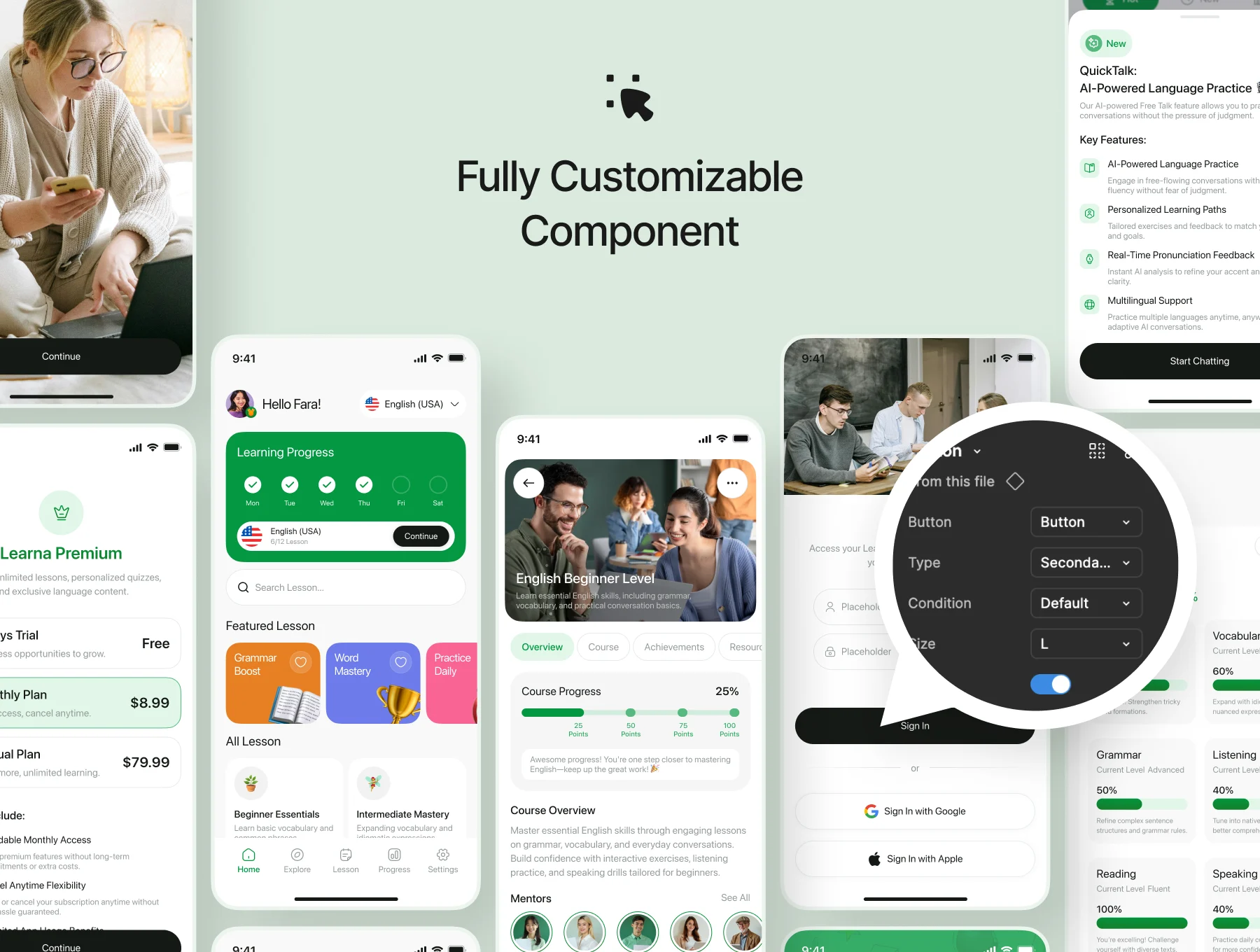 Learna - Language Learning Mobile App UI Kit 2