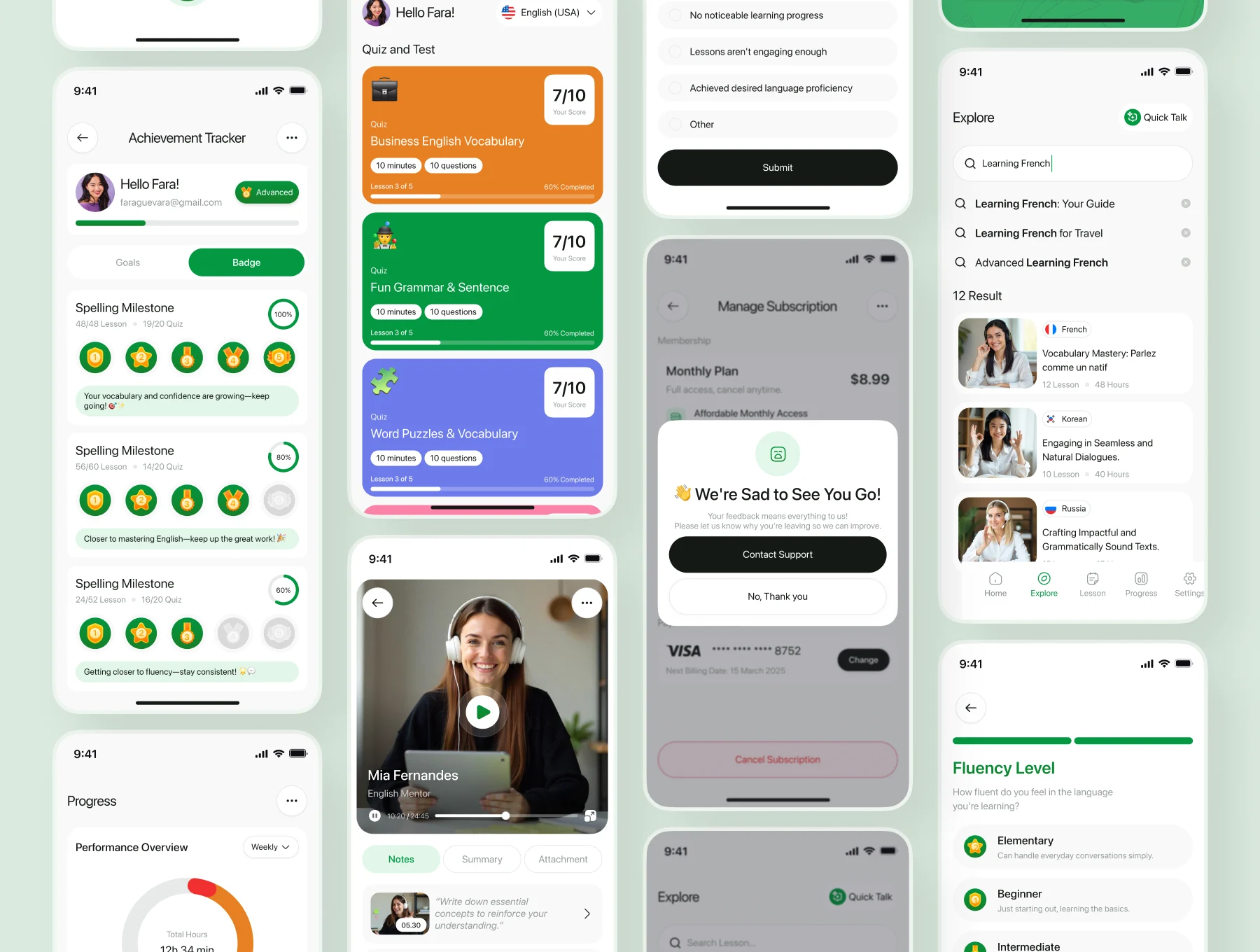 Learna - Language Learning Mobile App UI Kit 7