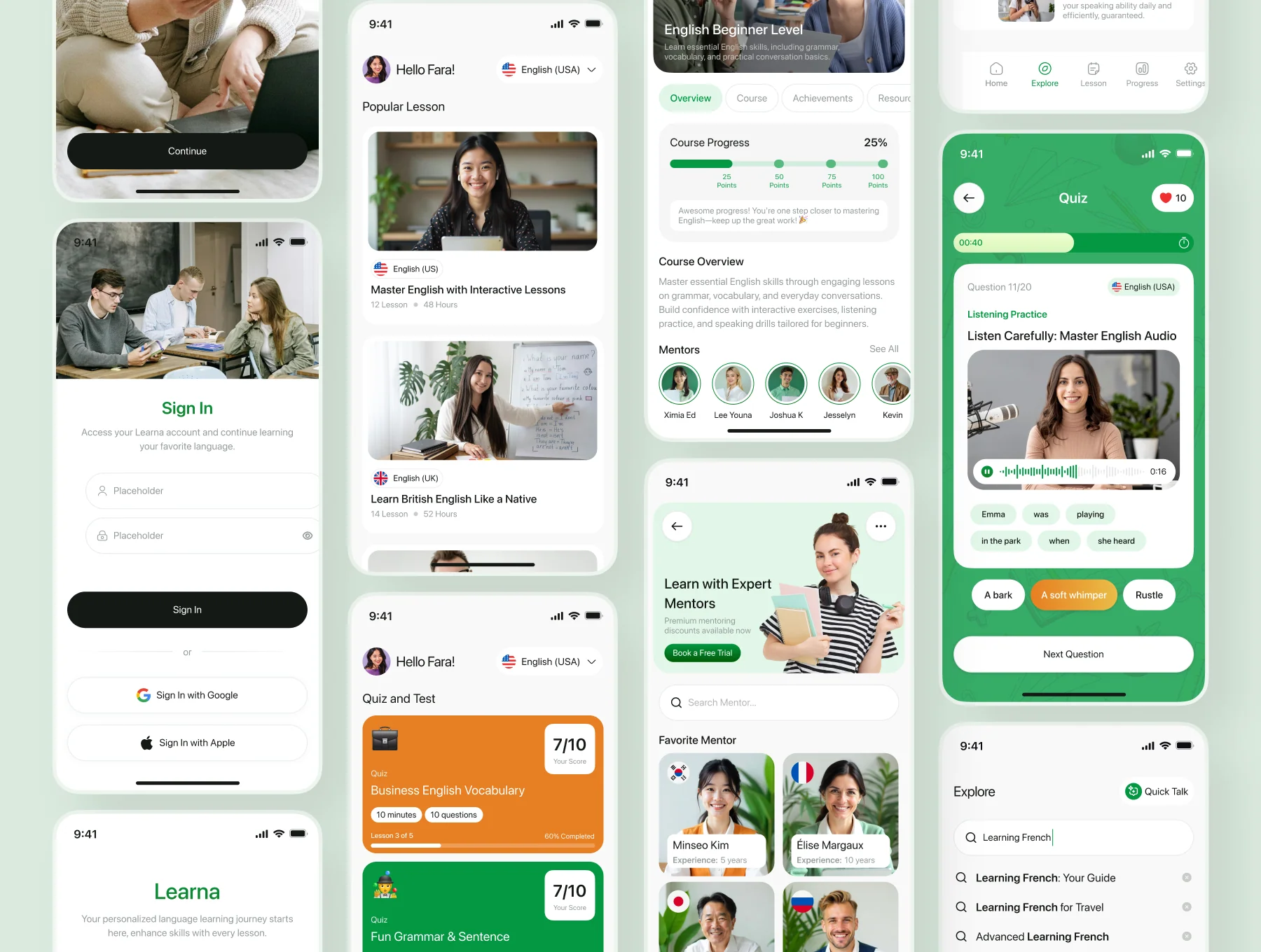 Learna - Language Learning Mobile App UI Kit 8