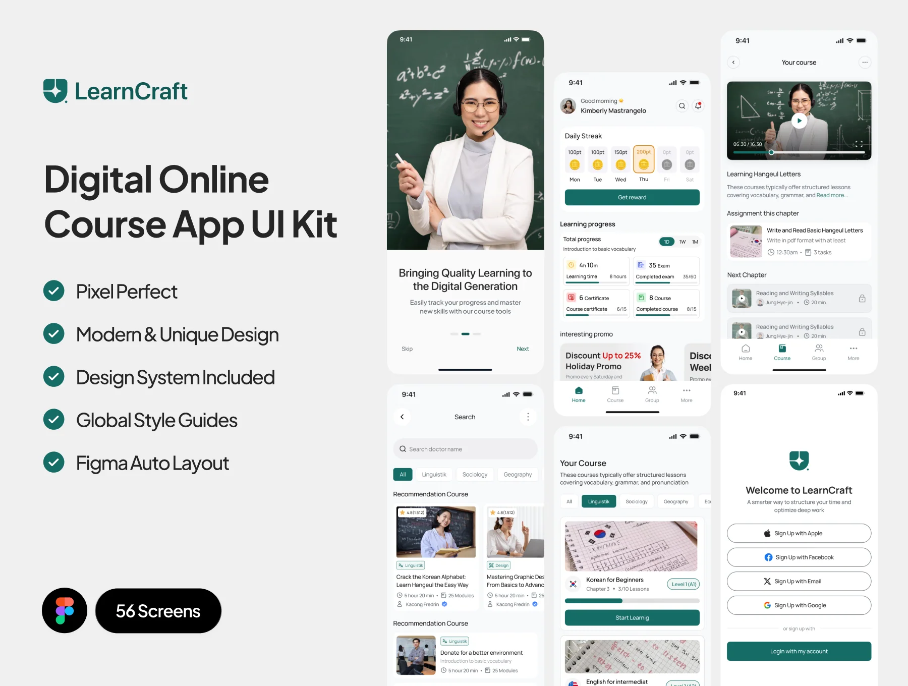 LearnCraft - Digital Online Course App UI Kit