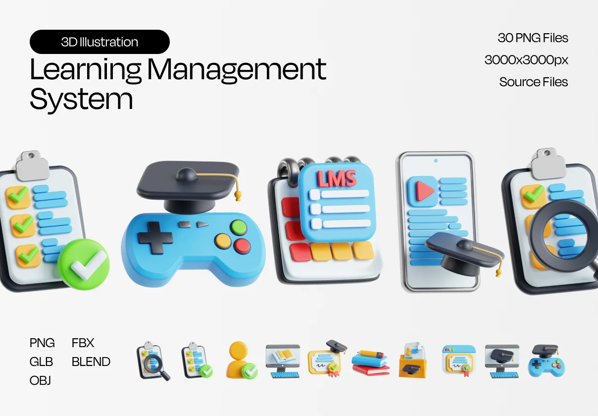 Learning Management System 3D Illustration