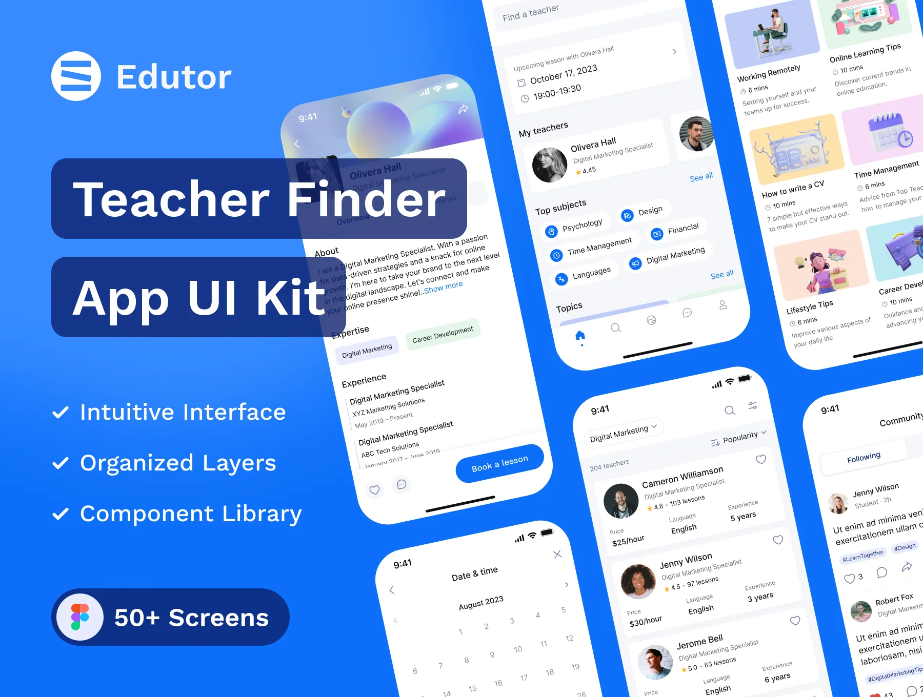 Teacher Finder Mobile App UI Kit Template