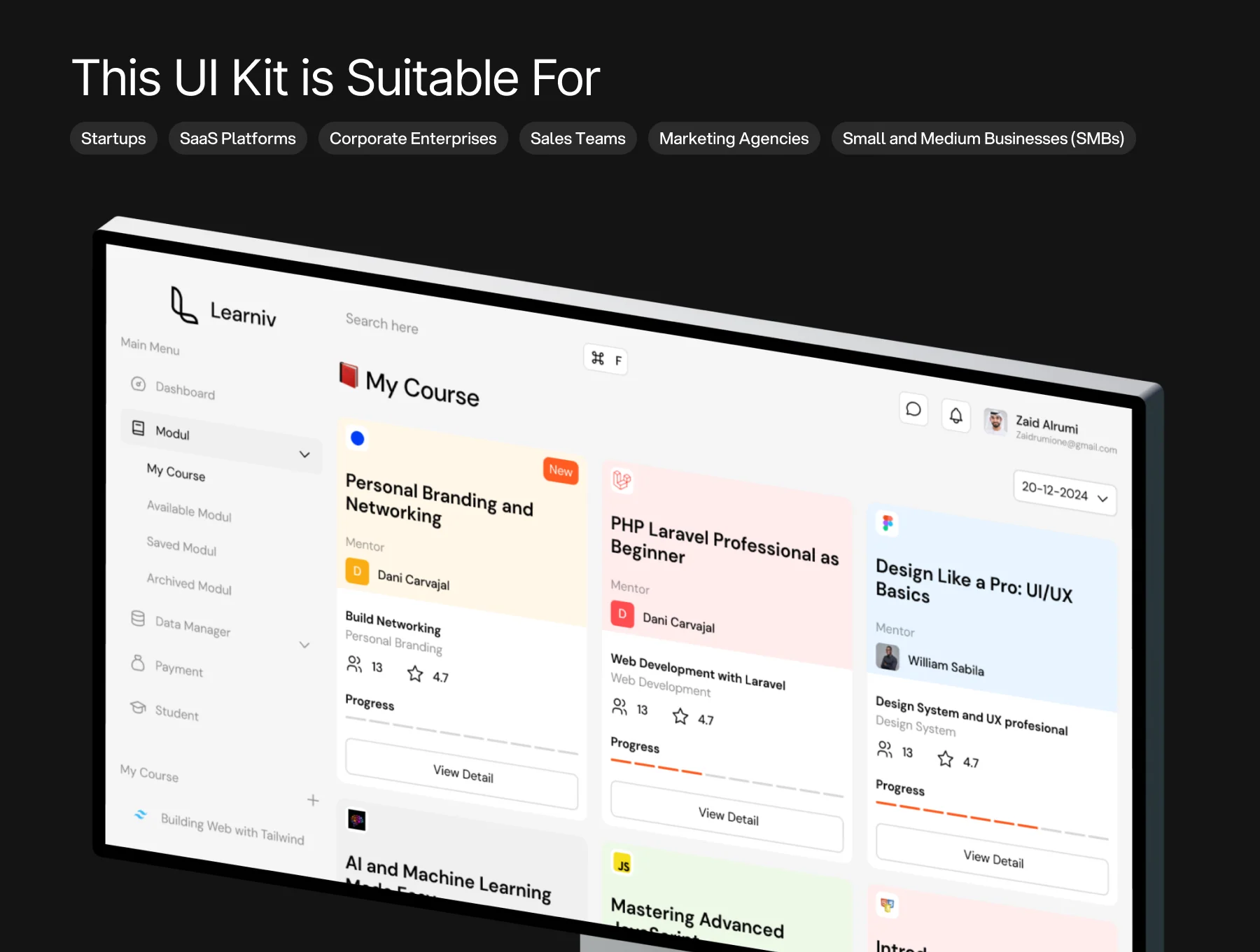 Learniv - Learning Management System Dashboard UI KIT 3