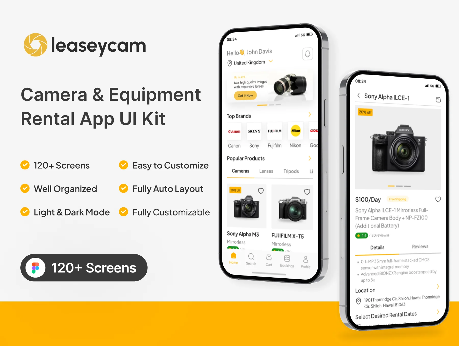 leaseycam - Camera & Studio Equipment Rental App UI Kit