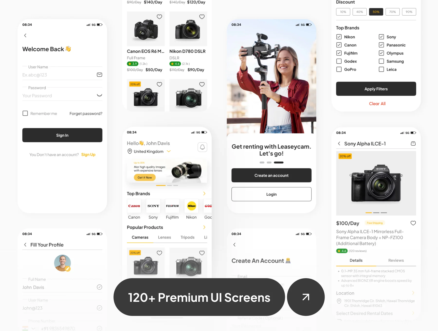 leaseycam - Camera & Studio Equipment Rental App UI Kit 5