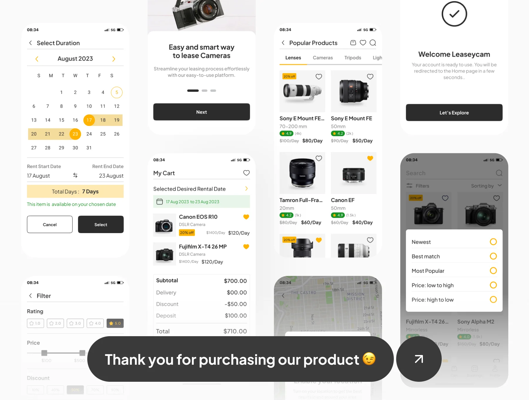 leaseycam - Camera & Studio Equipment Rental App UI Kit 6