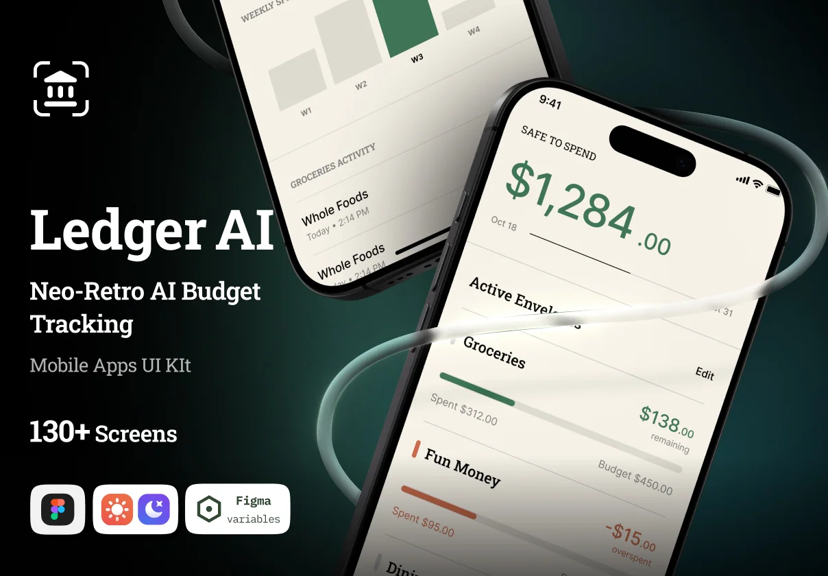 Ledger AI - Neo-Retro AI Budget Tracking - Mobile UI Kit
