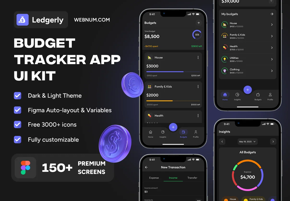 Ledgerly - Budget Tracker App UI Kit