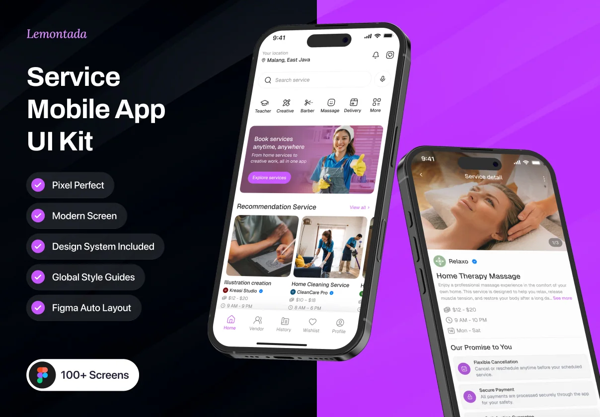 Lemontada – Service Mobile App UI Kit