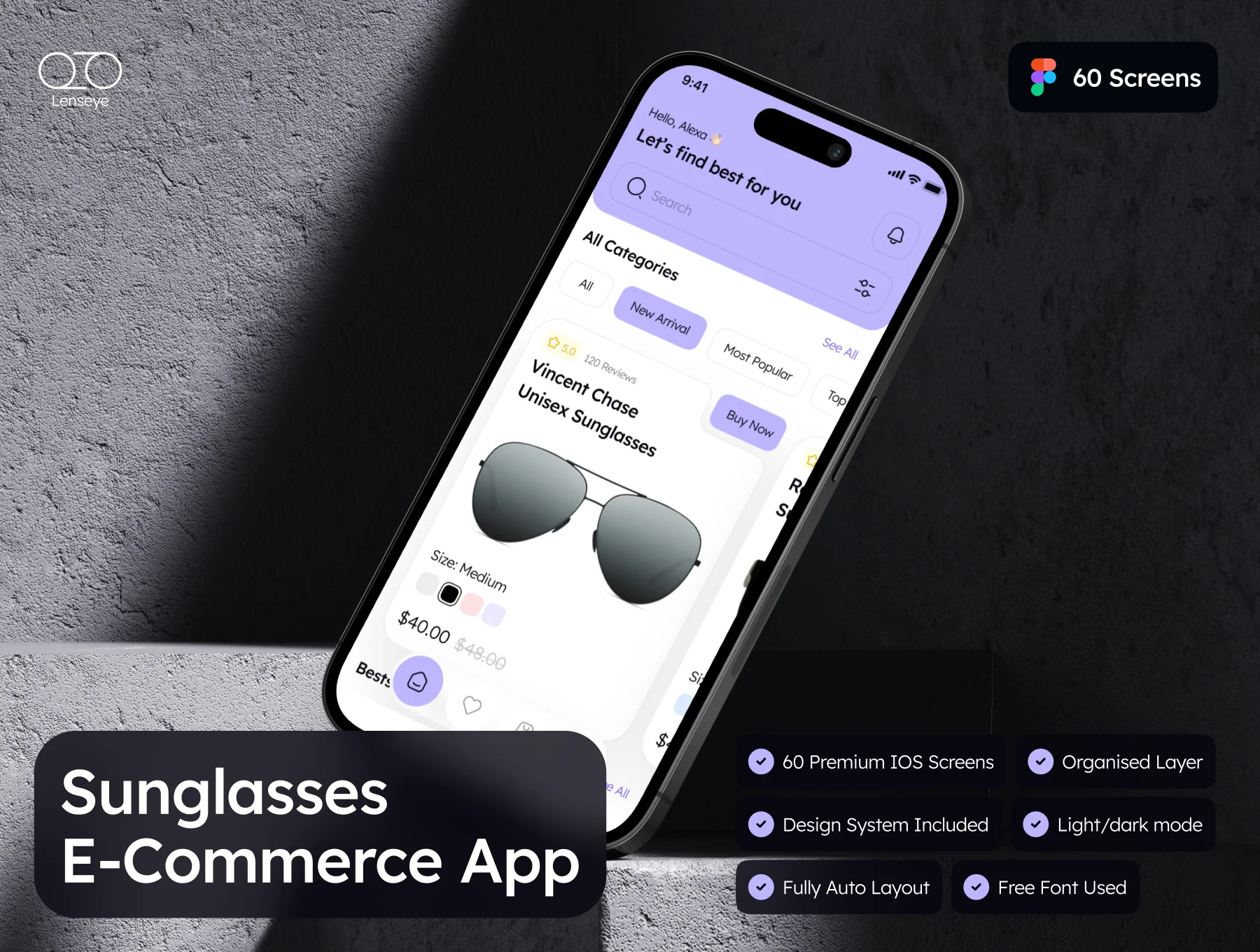 Lenseye - Sunglasses E-Commerce App UI Kit