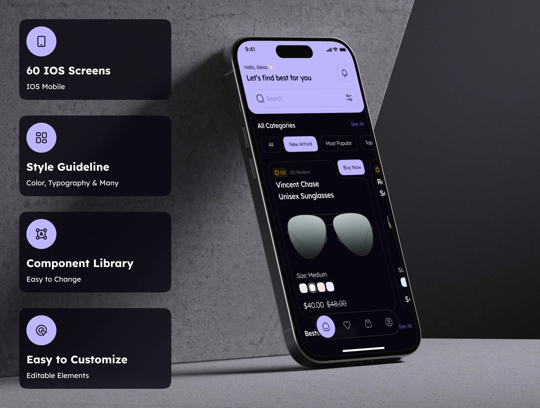 Lenseye - Sunglasses E-Commerce App UI Kit 3