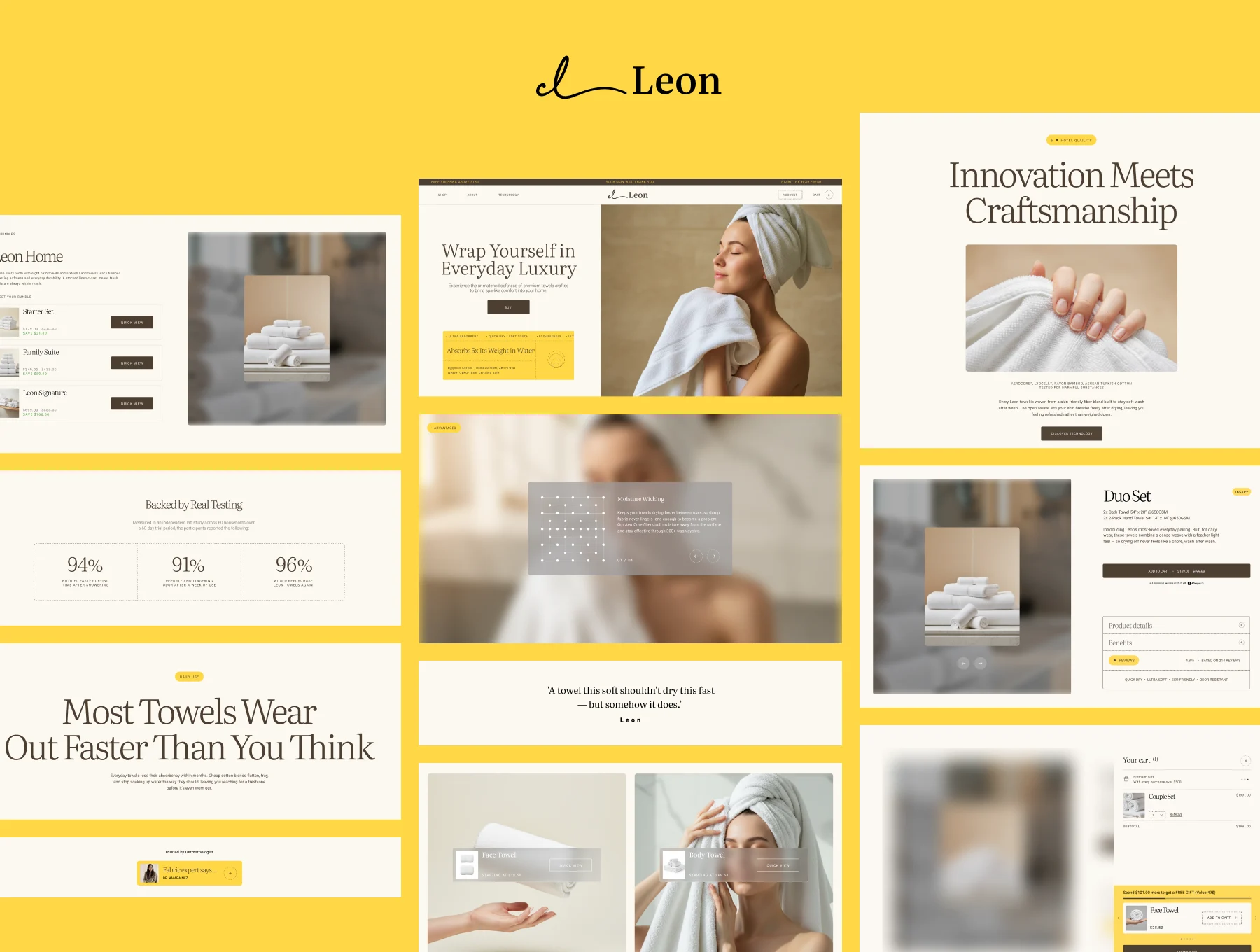 Leon - Luxury Towel Brand Landing Page UI Kit (Desktop + Mobile) 2