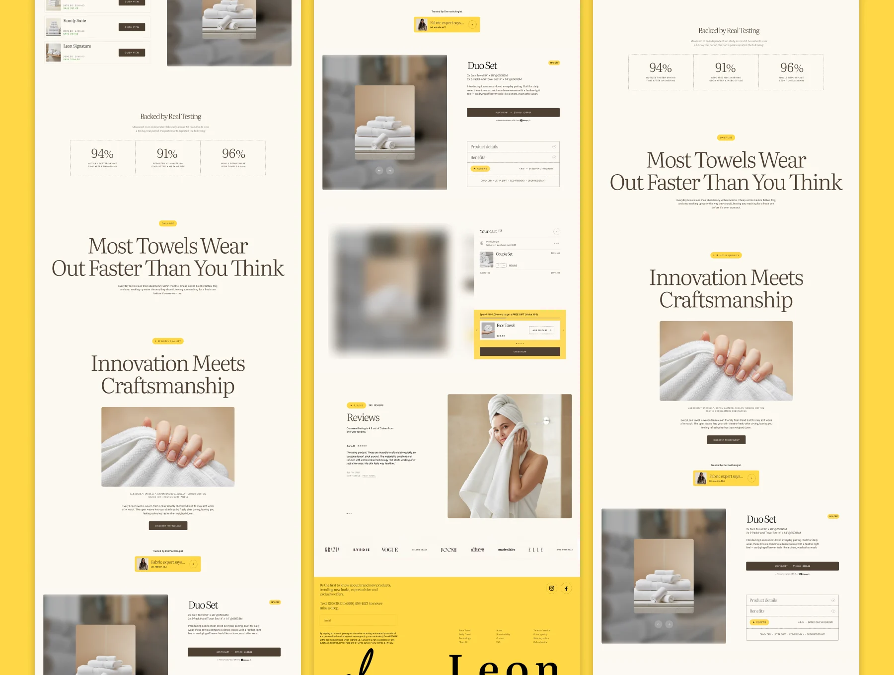 Leon - Luxury Towel Brand Landing Page UI Kit (Desktop + Mobile) 3