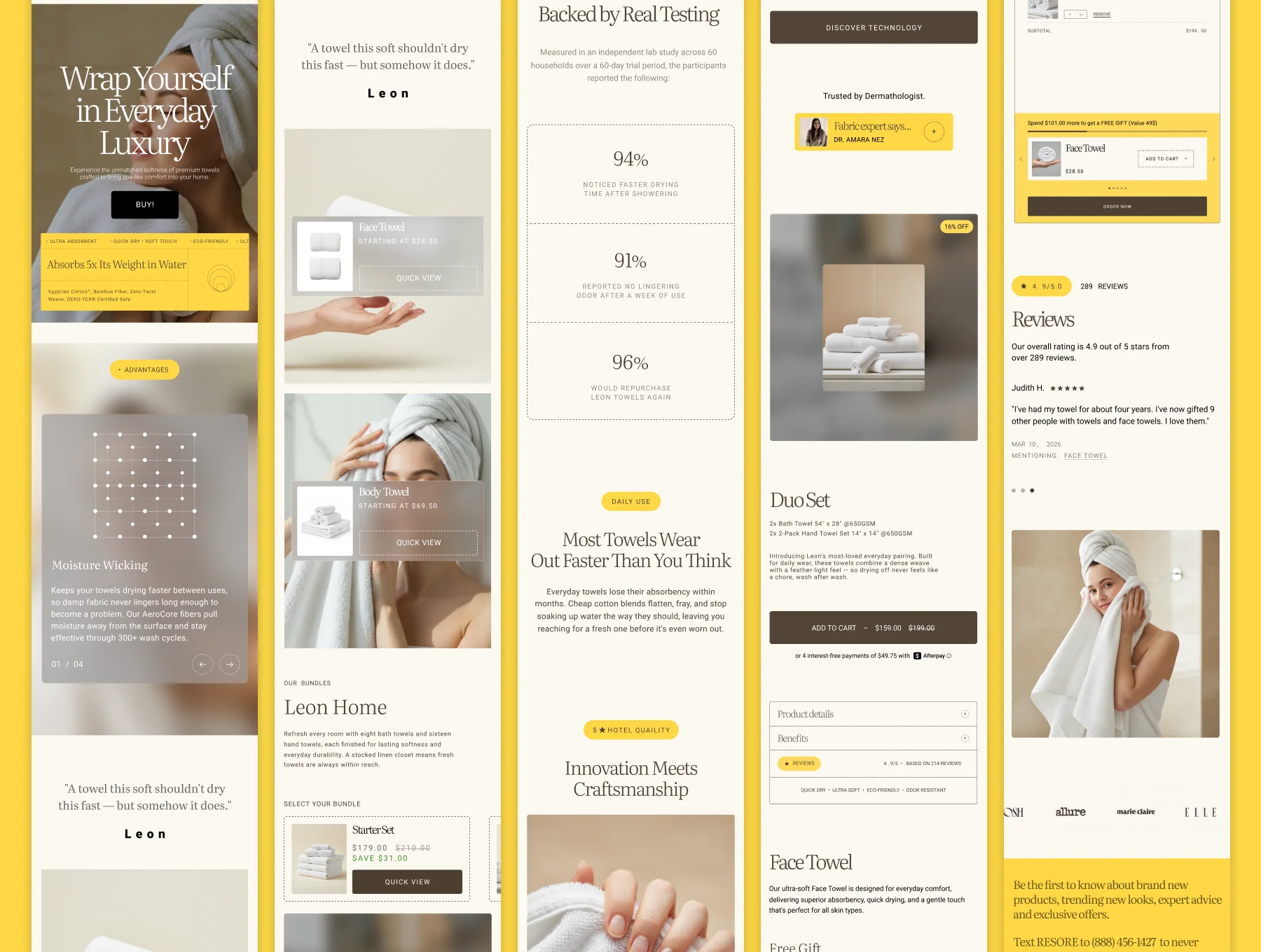 Leon - Luxury Towel Brand Landing Page UI Kit (Desktop + Mobile) 4