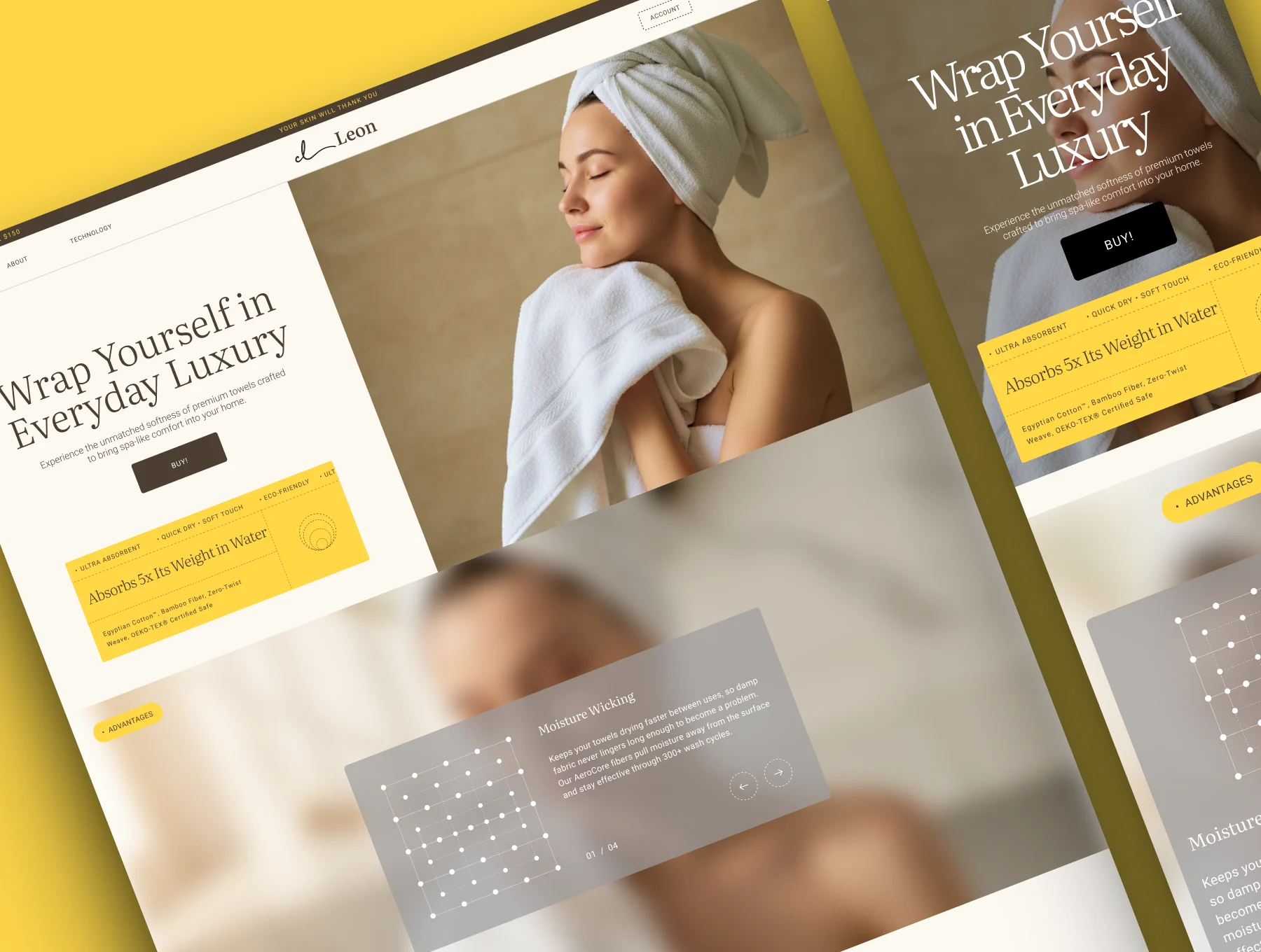 Leon - Luxury Towel Brand Landing Page UI Kit (Desktop + Mobile) 6