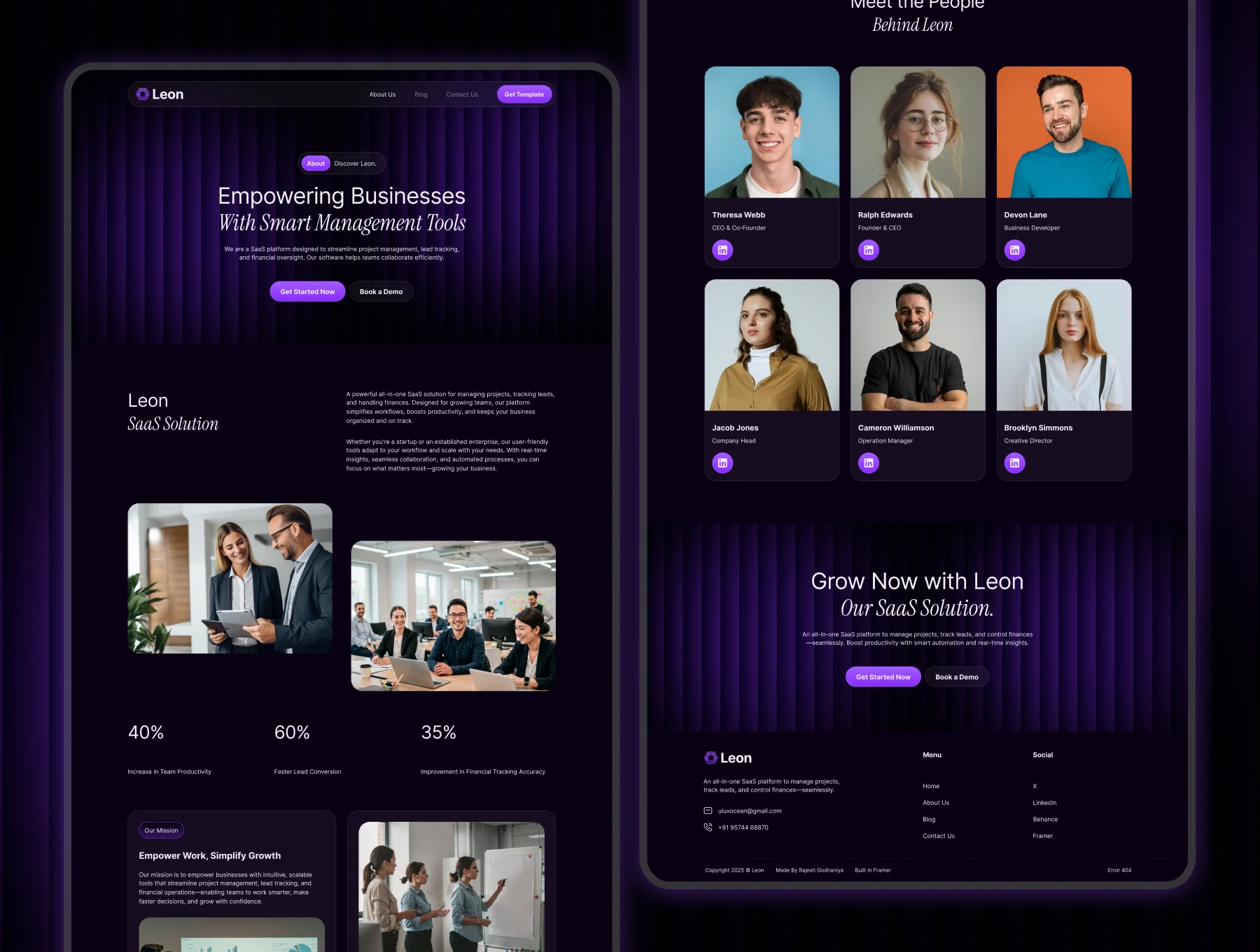 Leon - SaaS Website Framer Template 3