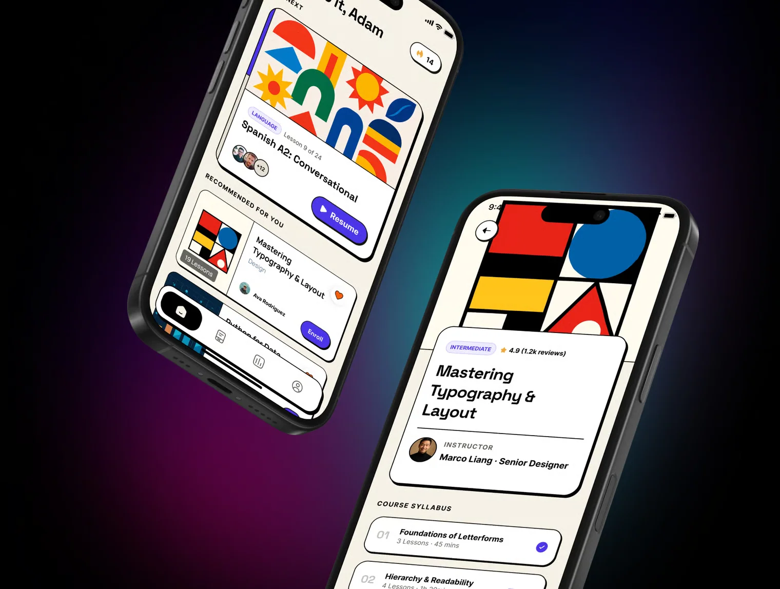 Lerno - Neo-Brutalist E-Learning & Course with AI Coach - Mobile UI Kit 2
