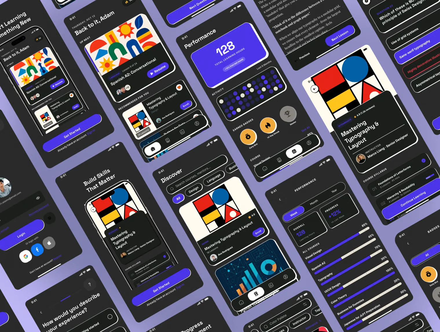 Lerno - Neo-Brutalist E-Learning & Course with AI Coach - Mobile UI Kit 4