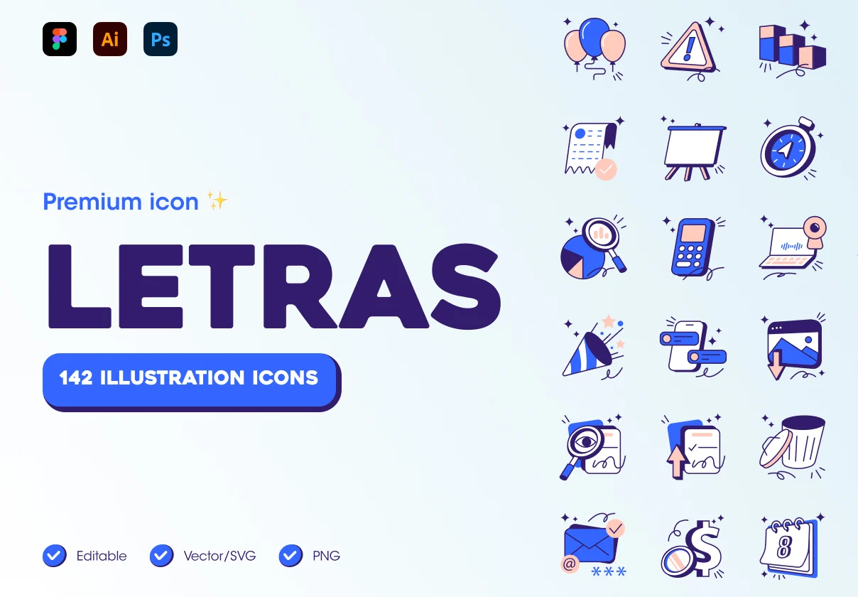 LETRAS Unique Illustration Icon Pack