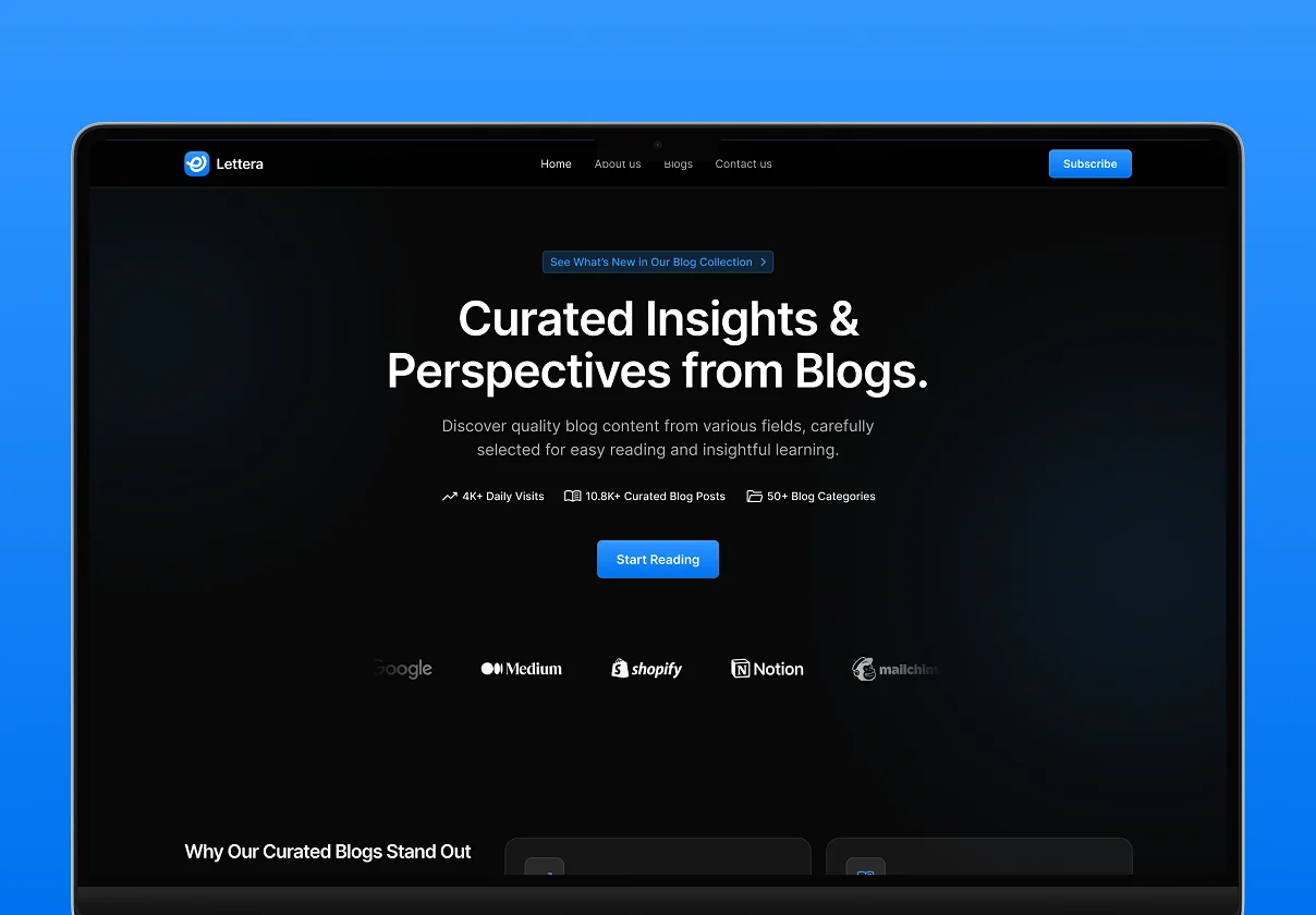 Lettera – Newsletter & Blog UI