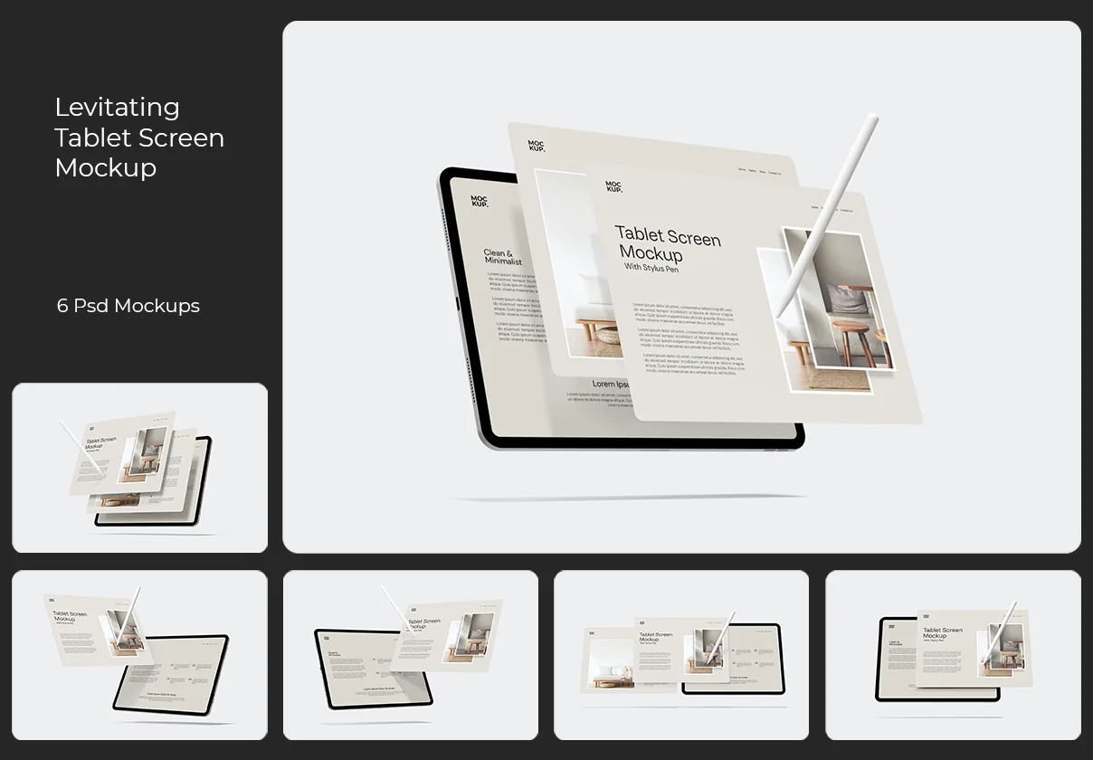 Levitating Tablet Screen Mockup
