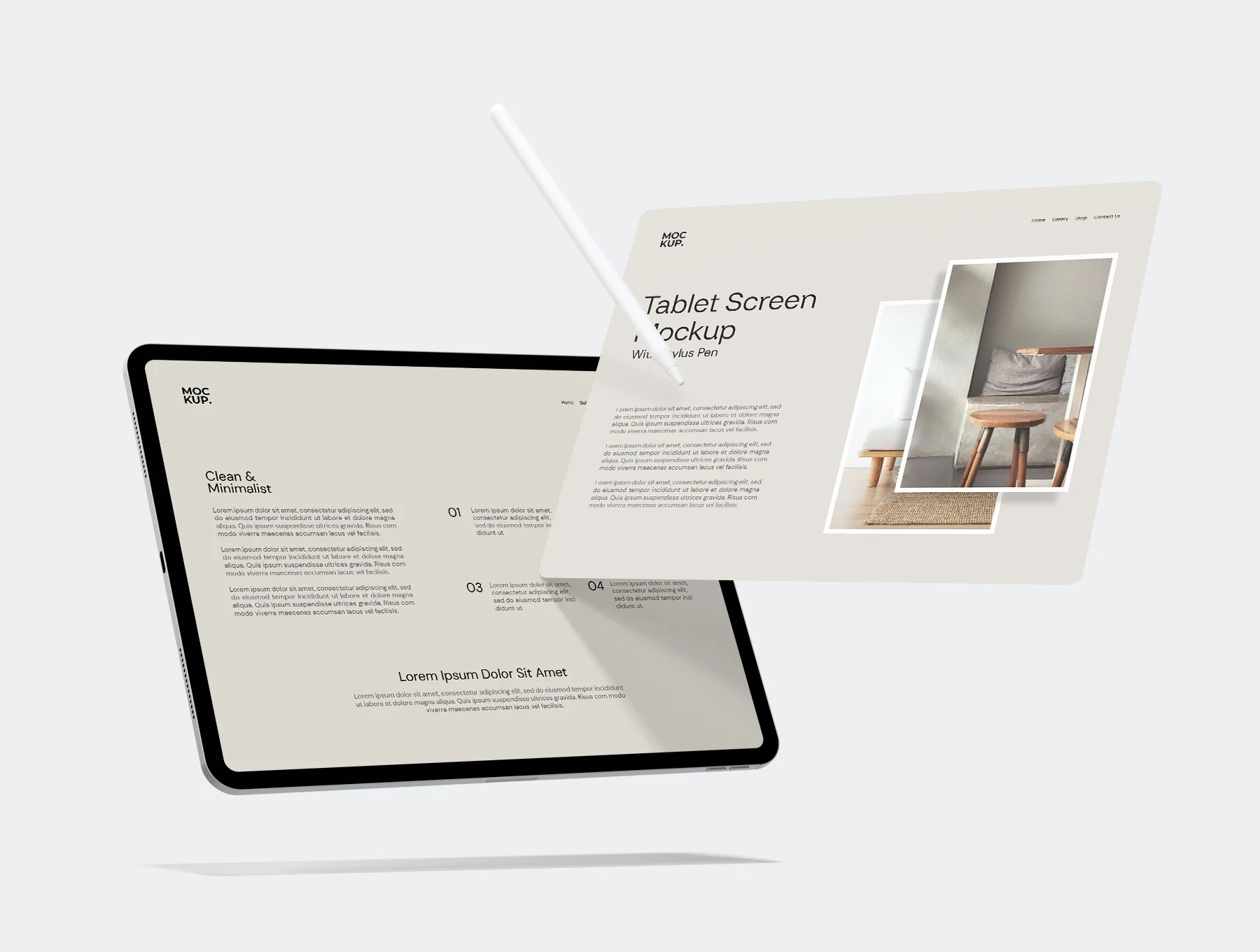 Levitating Tablet Screen Mockup 3