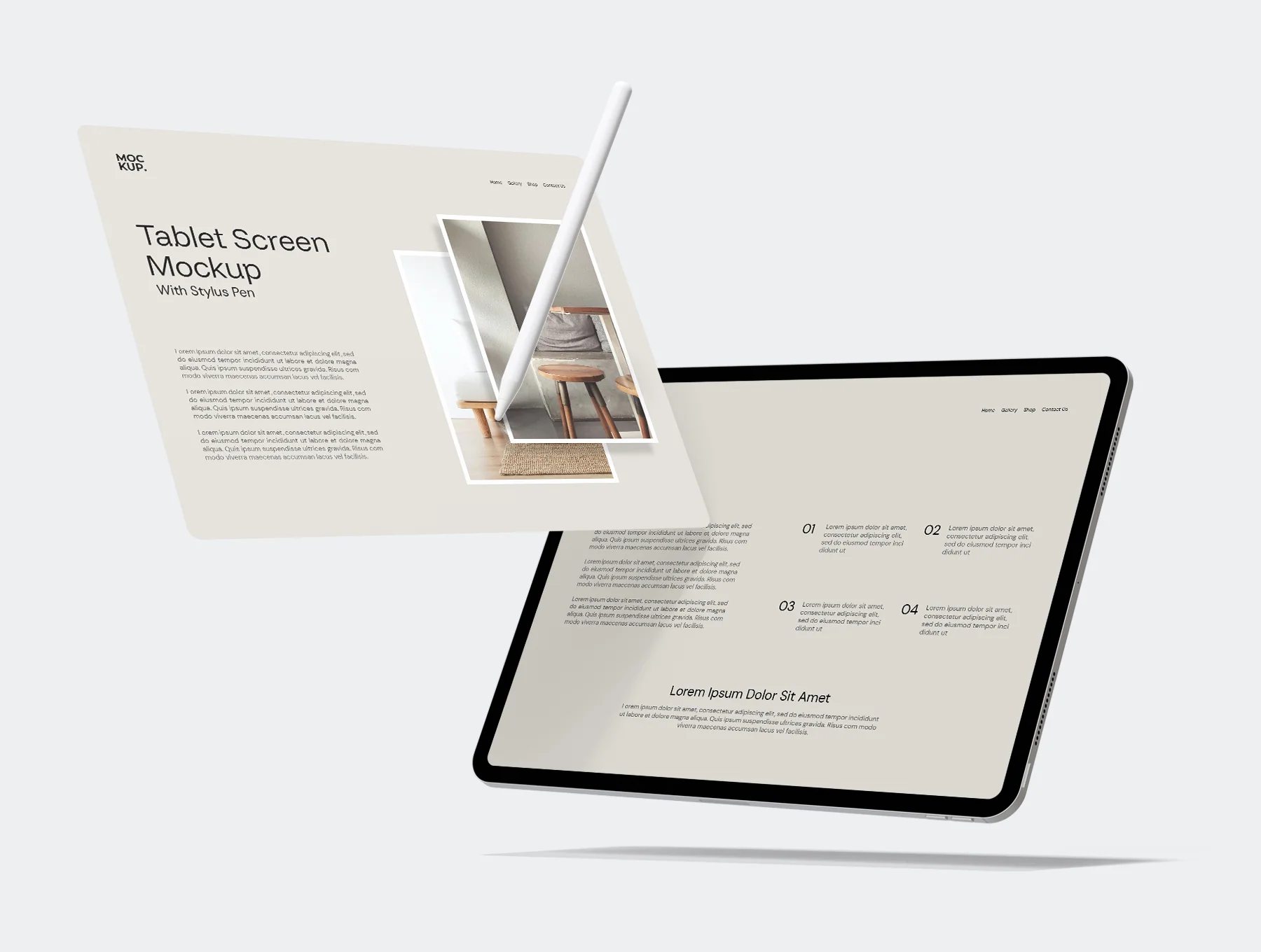Levitating Tablet Screen Mockup 4