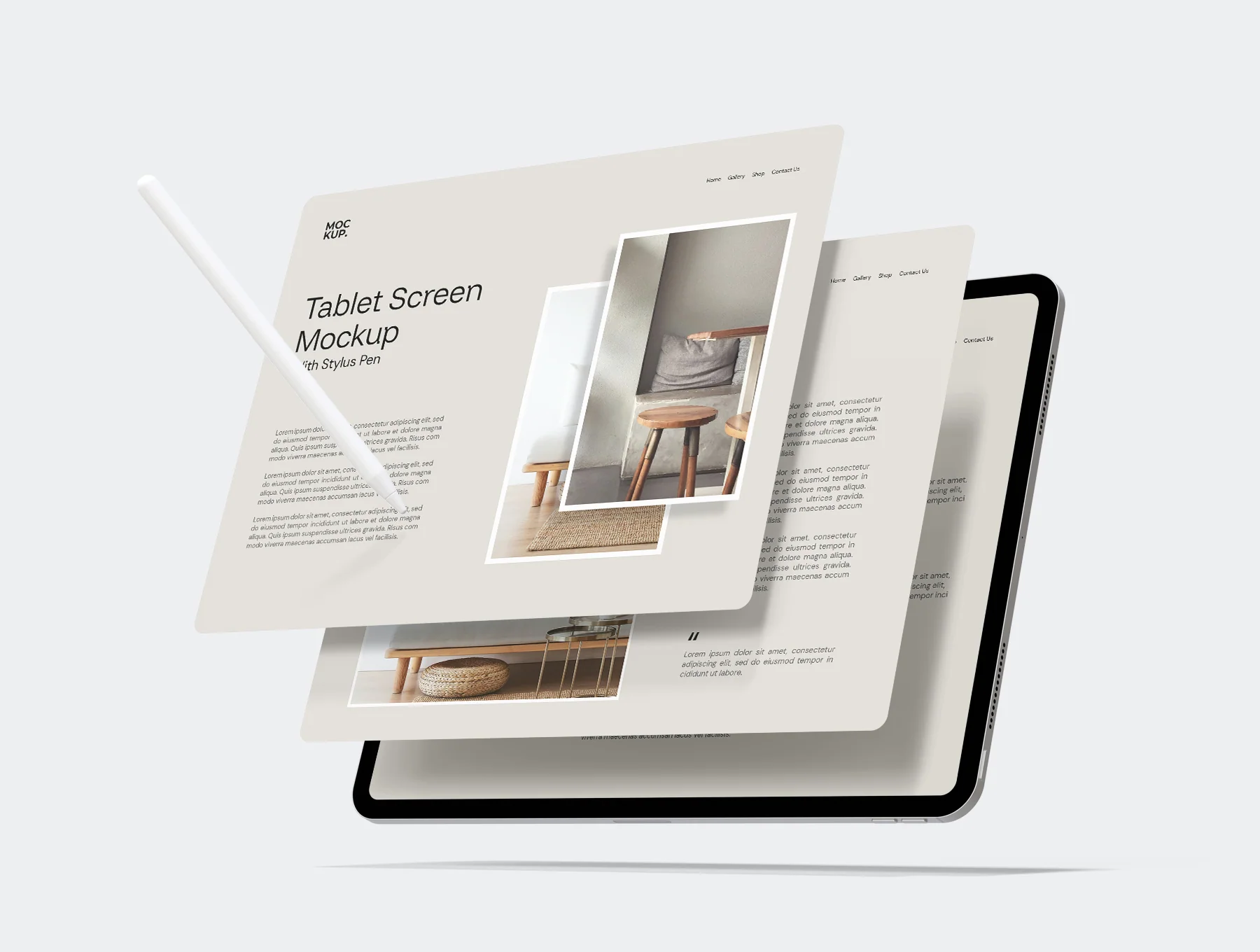 Levitating Tablet Screen Mockup 5